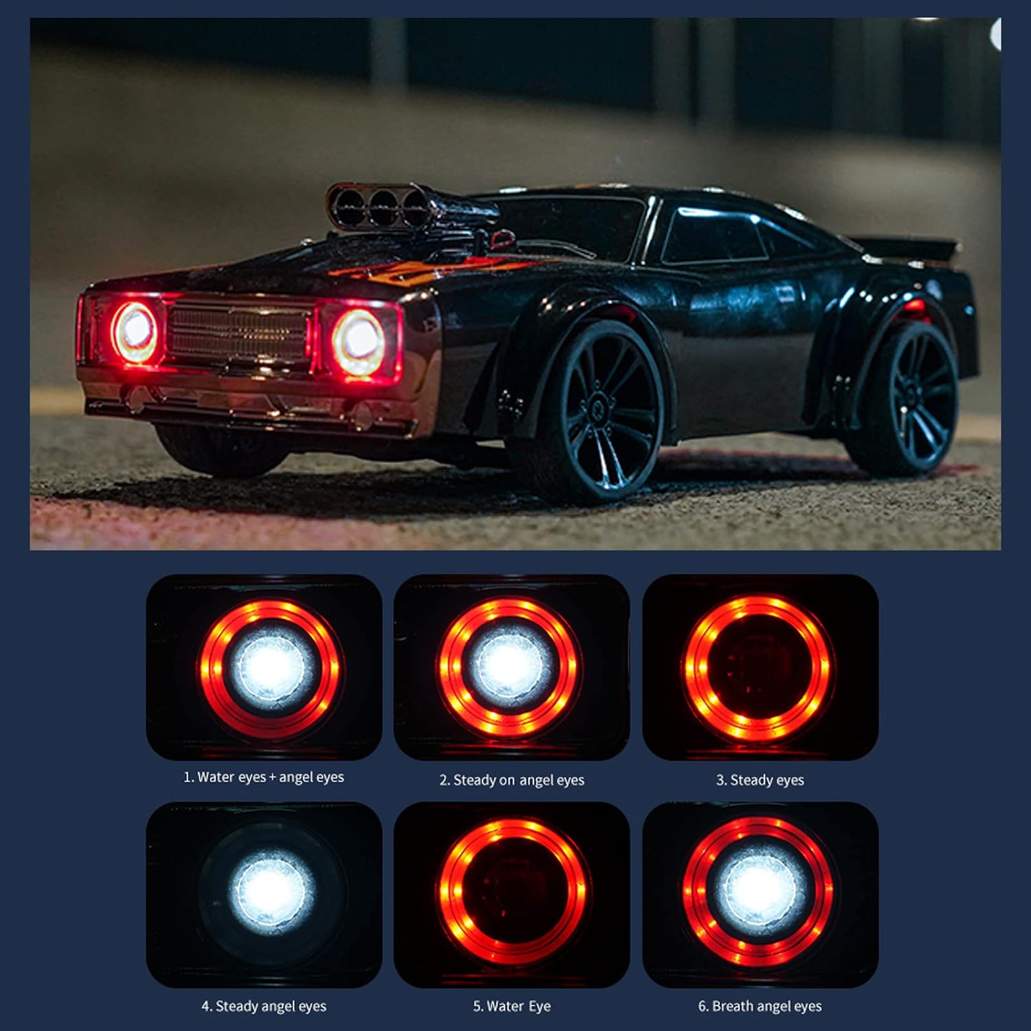 GoolRC RC Drift Car, 1:16 Scale Remote Control, 4WD 35KM/H High Speed Racing, 2.4GHz Drifting for Adults with Cool LED Lights