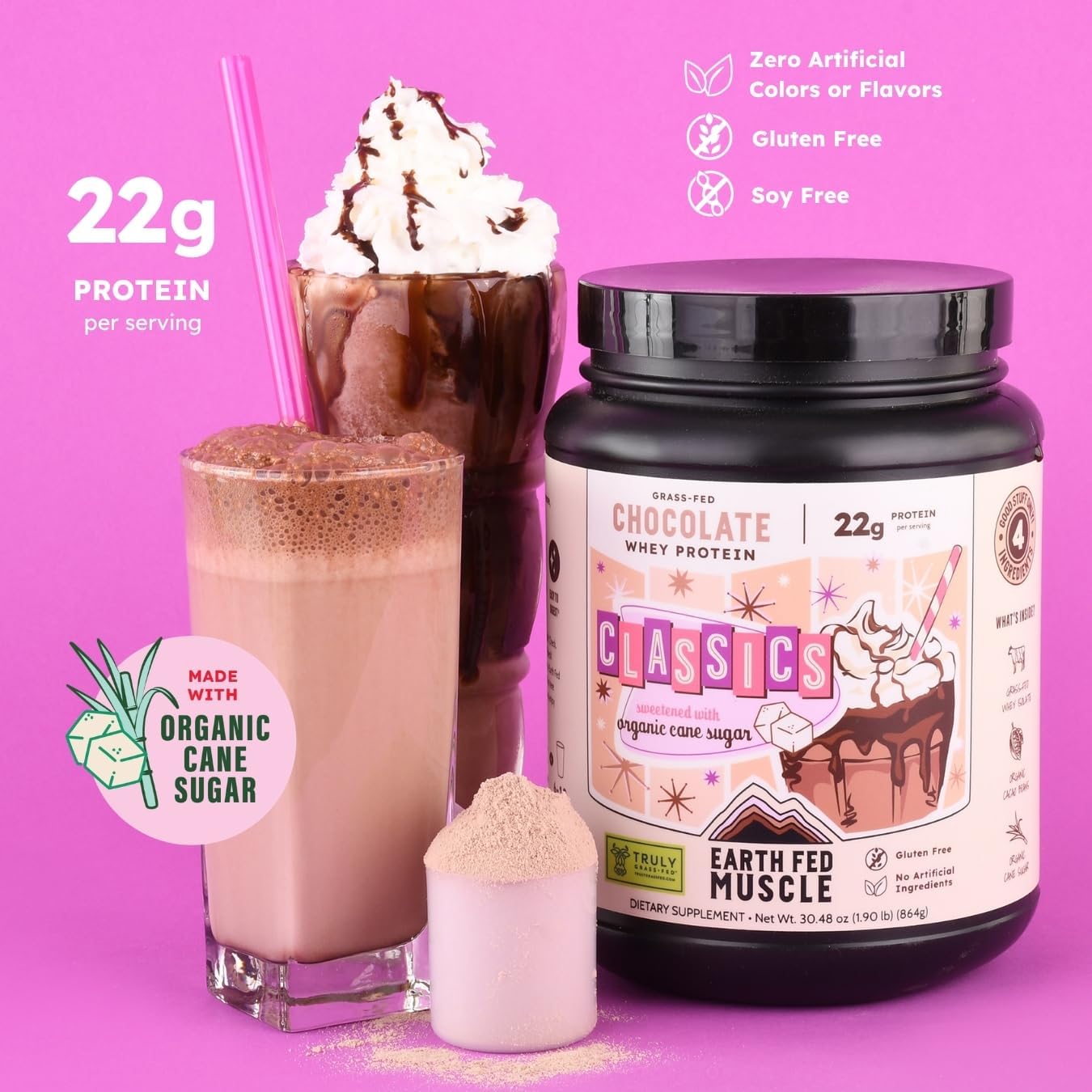Earth Fed Muscle Whey Back Vanilla Irish Grass Fed Whey Protein Isolate | 25g protein per scoop, Third-Party Certified. Smooth vanilla, zero artificial sweeteners. Cold-processed in Ireland.