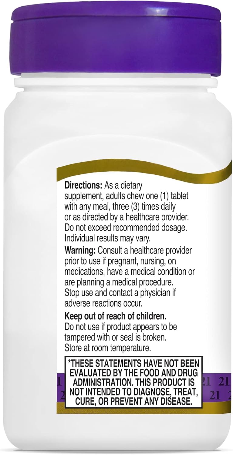 21st Century Papaya Enzyme Chewables for Digestion, Tropical, 100 Count | Papaya & Pineapple Digestive Enzymes with Bromelain & Papain, Digestive Comfort & Gut Health, Gluten Free, Non-GMO