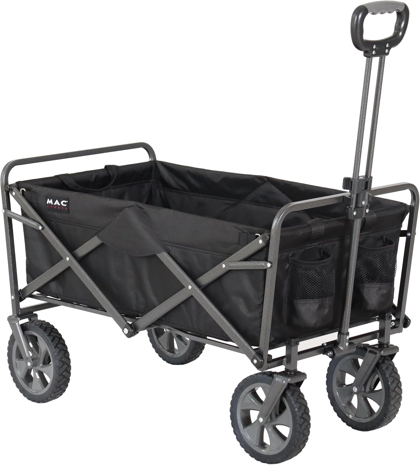 Mac Sports Heavy Duty Steel Frame Collapsible Folding 150 Pound Capacity Outdoor Camping Garden Utility Wagon Yard Cart, Red