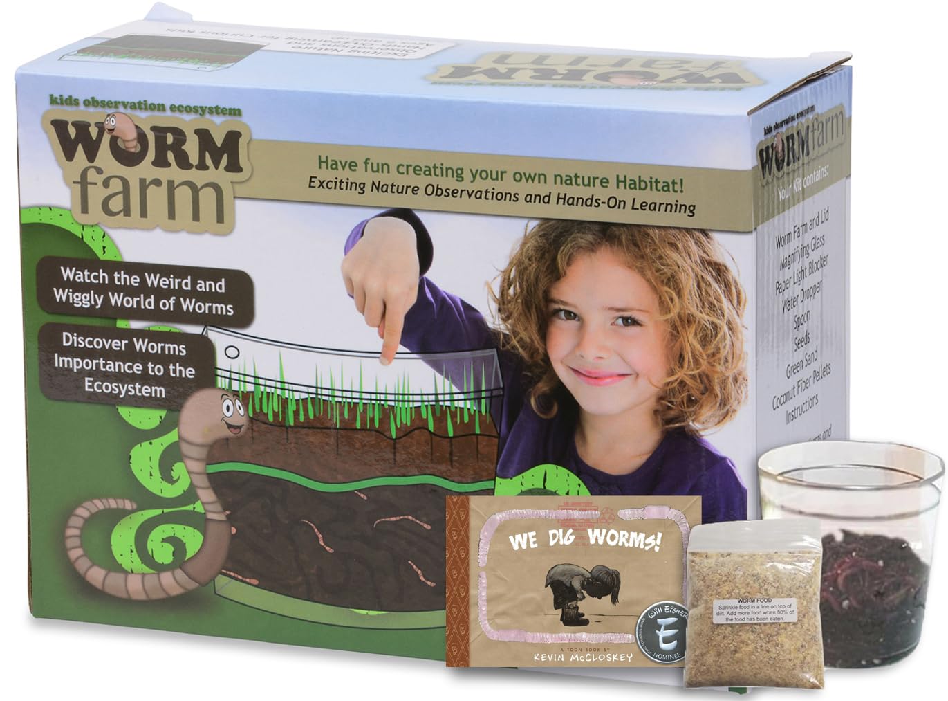 Worm Farm for Kids Kit with 20 Live Composting Worms, All-in-One Bundle | Watch composting in action with this complete kit with live worms included, all-in-one bundled engaging science project