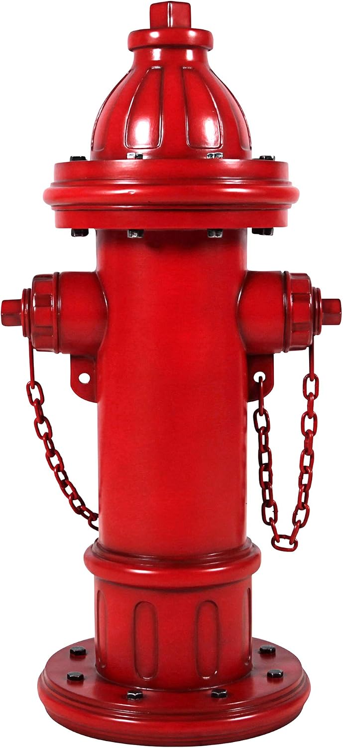 Design Toscano Dog's Second Best Friend Fire Hydrant Pee Post Indoor/Outdoor Statue, Medium 14 Inch Tall, Cast Stone Resin, Red Painted Finish