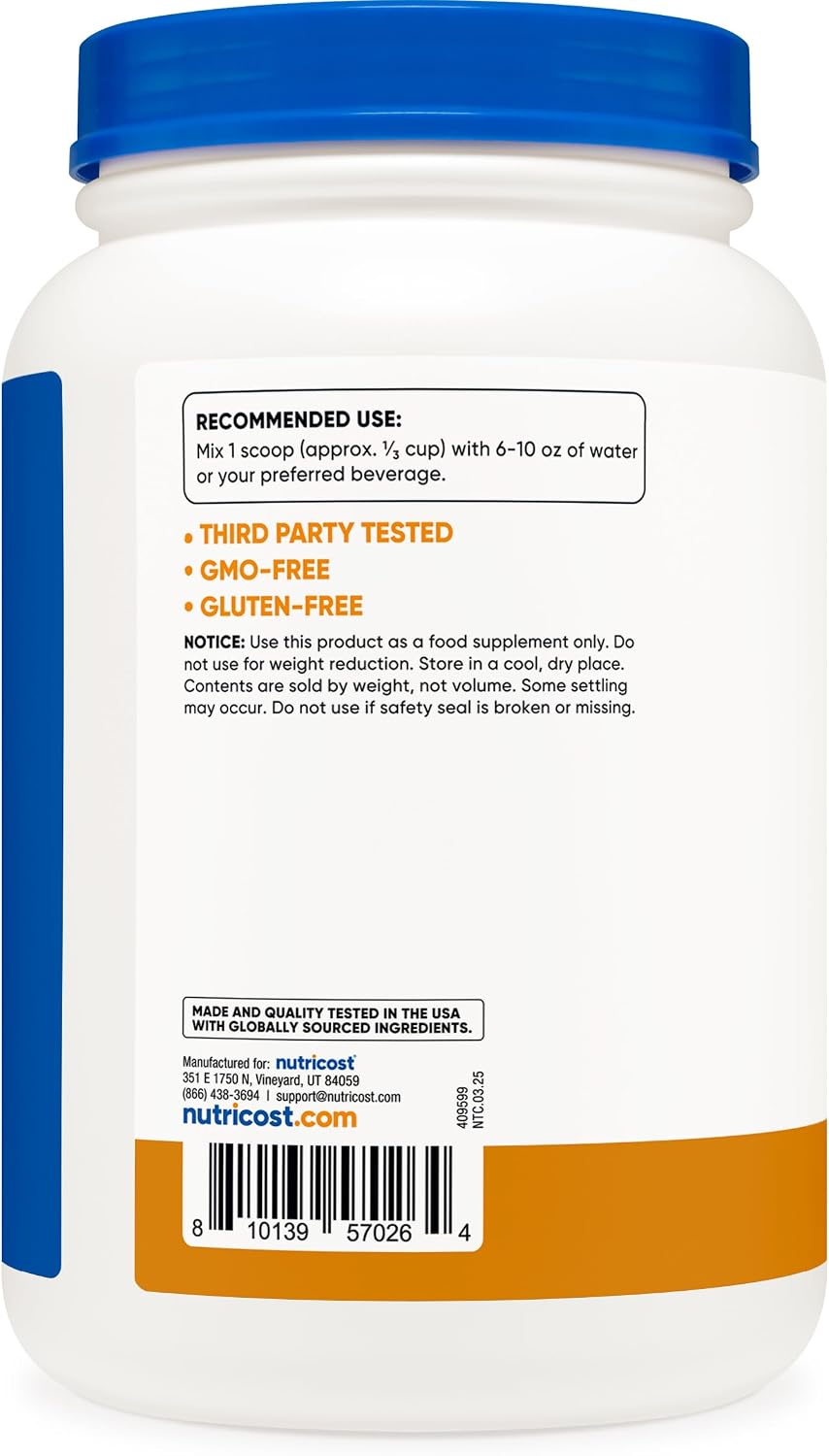 Nutricost Grass-Fed Whey Protein Isolate (Vanilla) 5LBS | GMO-Free, Gluten Free, Natural Flavors