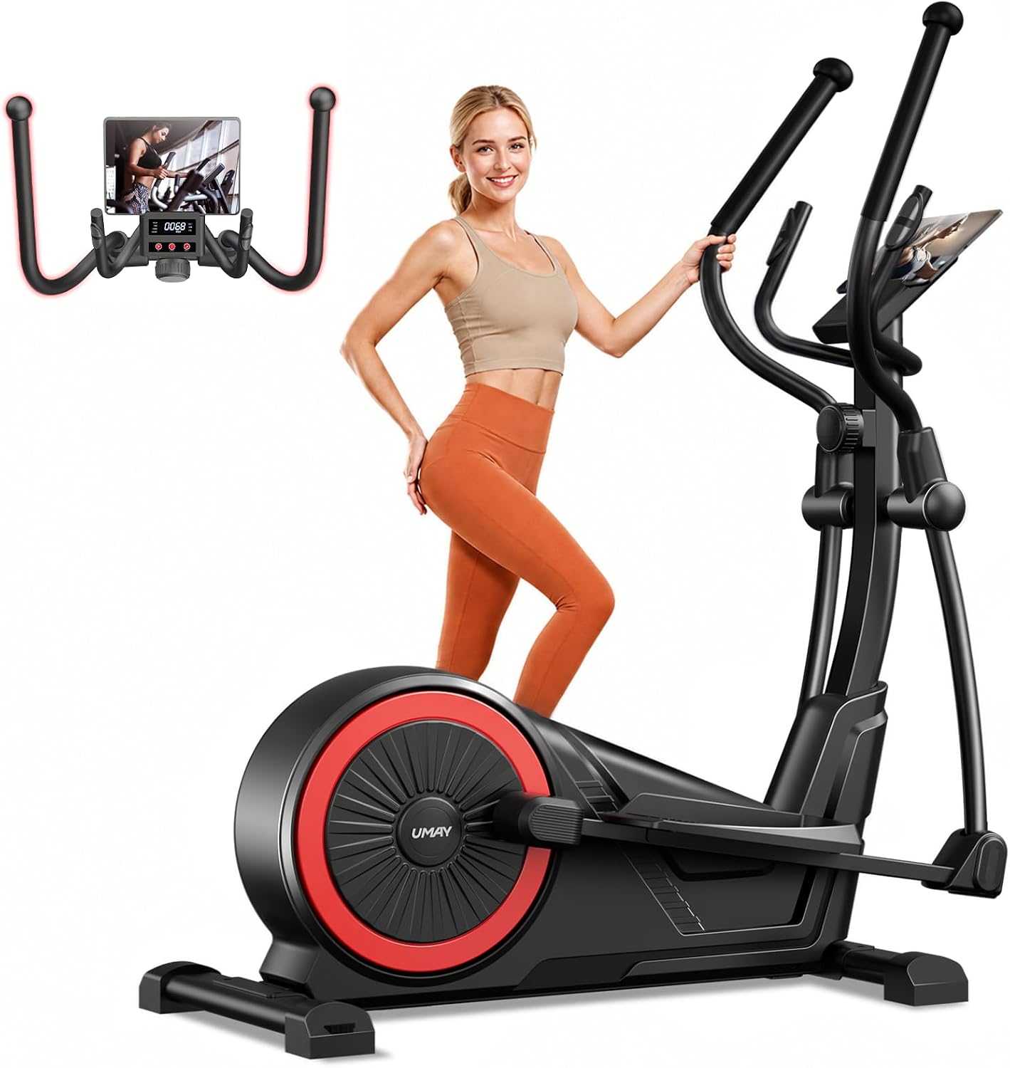 Elliptical Exercise Machine with 15.5''-17'' Stride & Heart Rate Grips,Ultra Silent Magnetic Elliptical Machine for Home with 16 Levels Resistance and LCD Monitor,400 LBS Weight Capacity