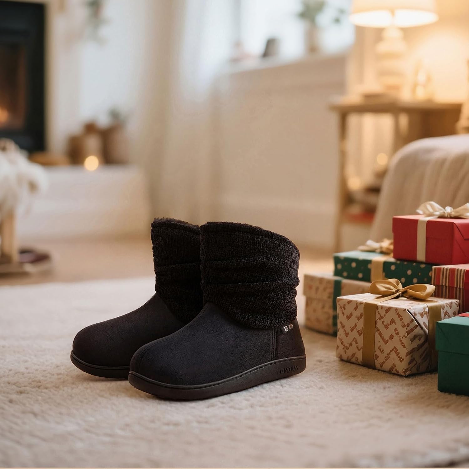 LongBay Slippers Boots for Women Warm Winter Fuzzy Bootie House Shoes Gifts