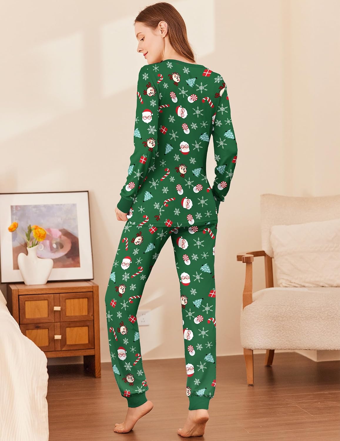 Ekouaer Womens Pajamas Sets Long Sleeve Tops with Jogger Pants