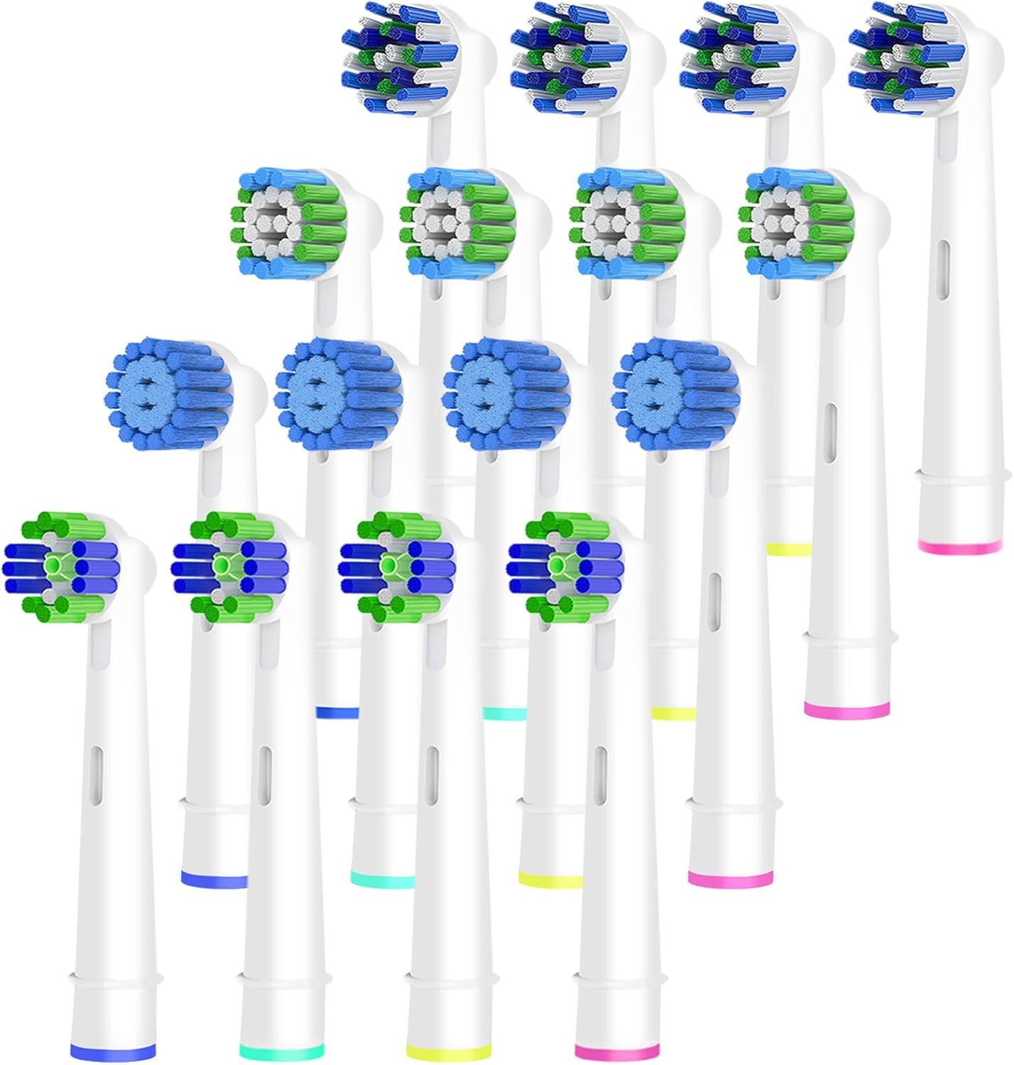 16pcs Replacement Brush Heads Compatible with Oral B Electric Toothbrushes. Pack of 4 Precision Clean, 4 Cross Clean