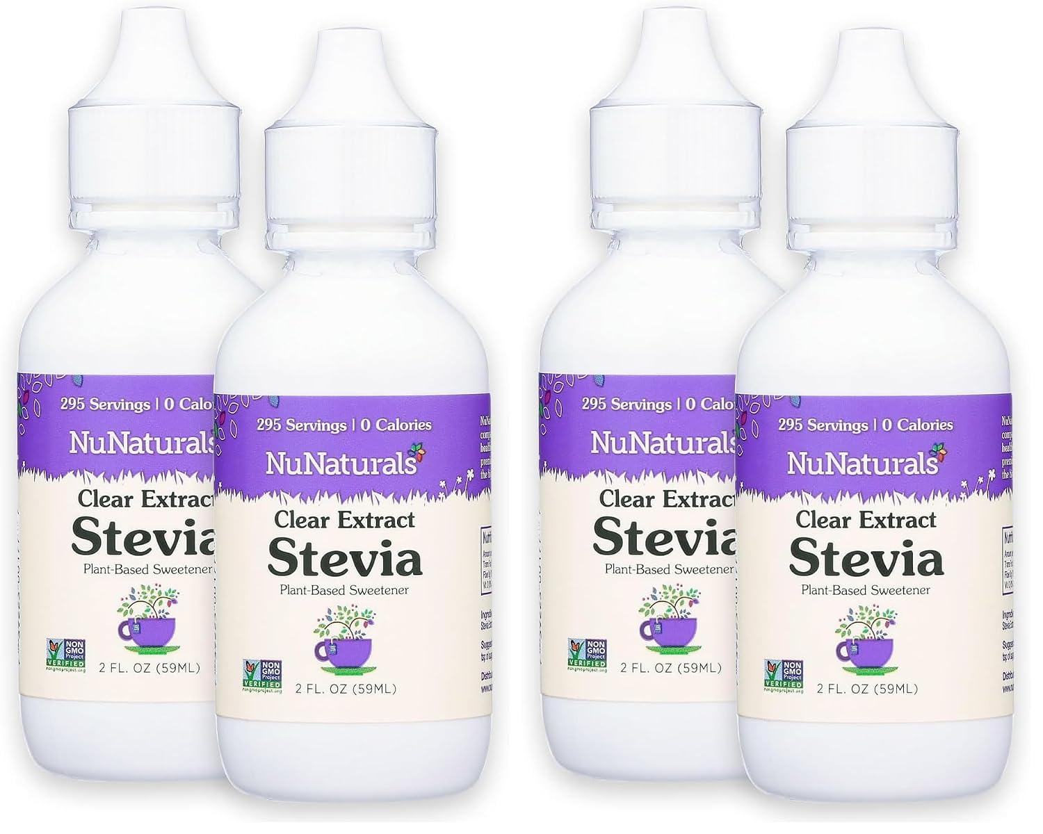 NuNaturals Liquid Stevia Sweetener, Clear Unflavored, Plastic, 2oz (2-Pack)