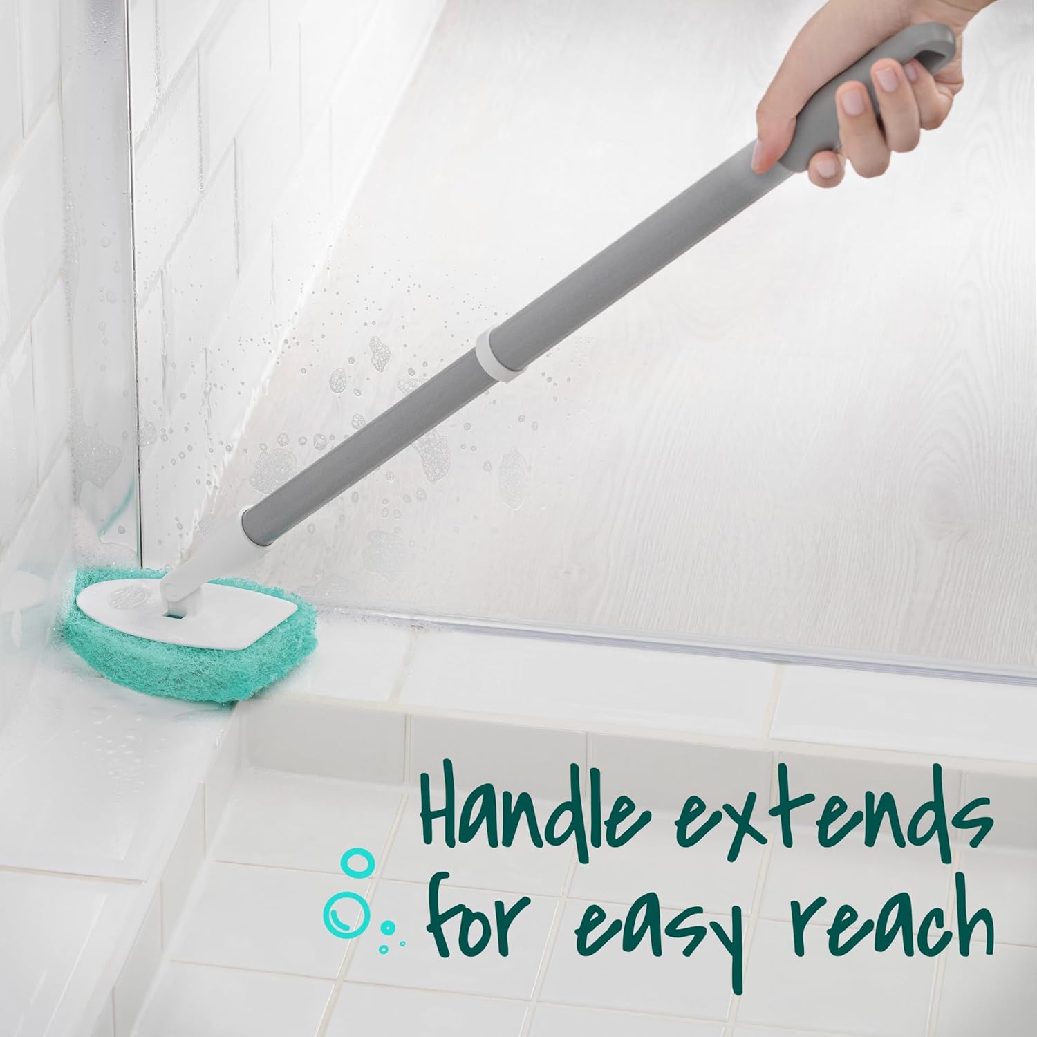 Scotch-Brite Extendable Tub & Tile Scrubber Kit, Includes 1 Handle and 3 Non-Scratch Scrubber Pads