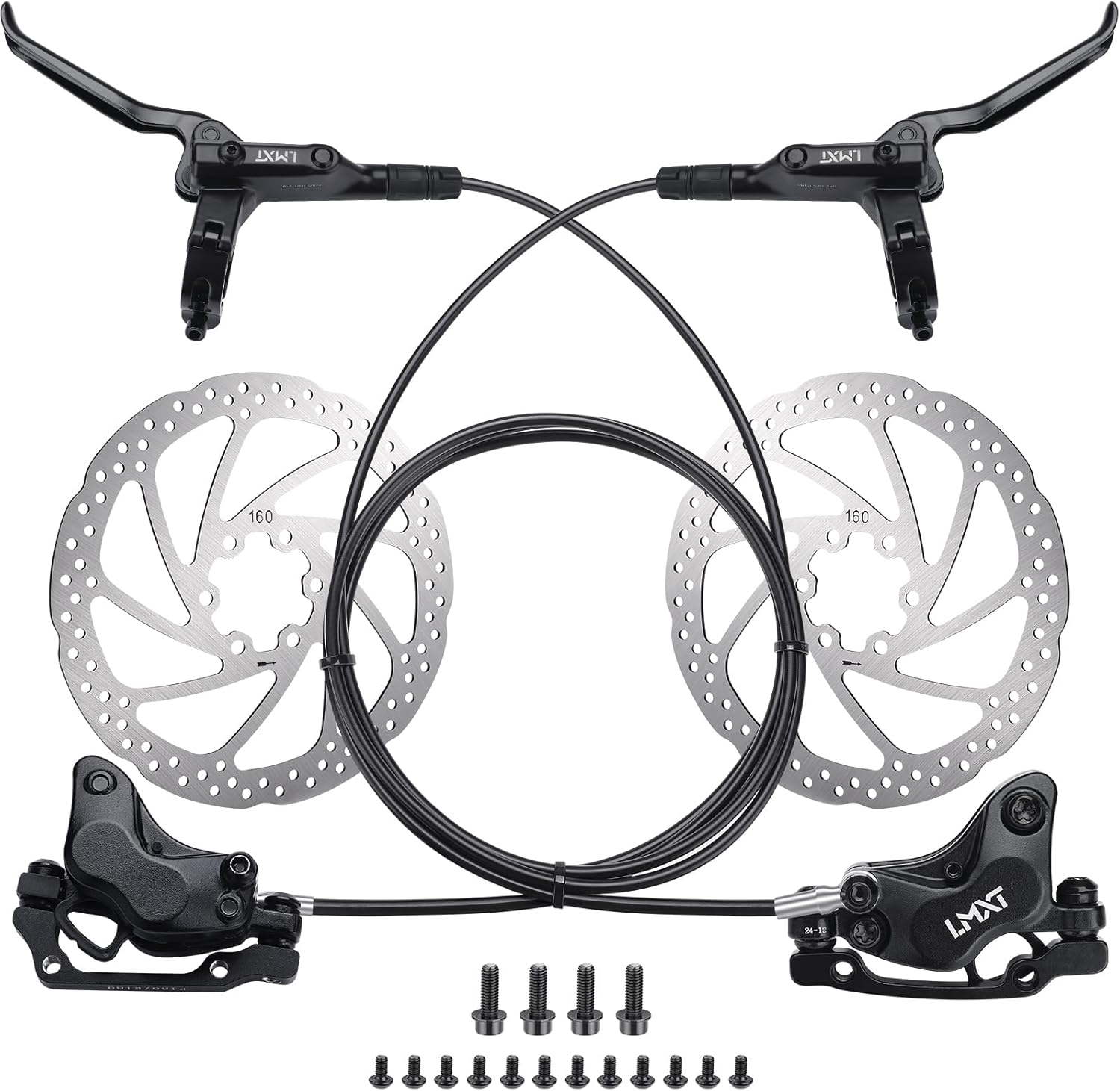 TOBWOLF MTB Cable Disc Brake Kit, Front Rear Calipers with 160mm Rotors