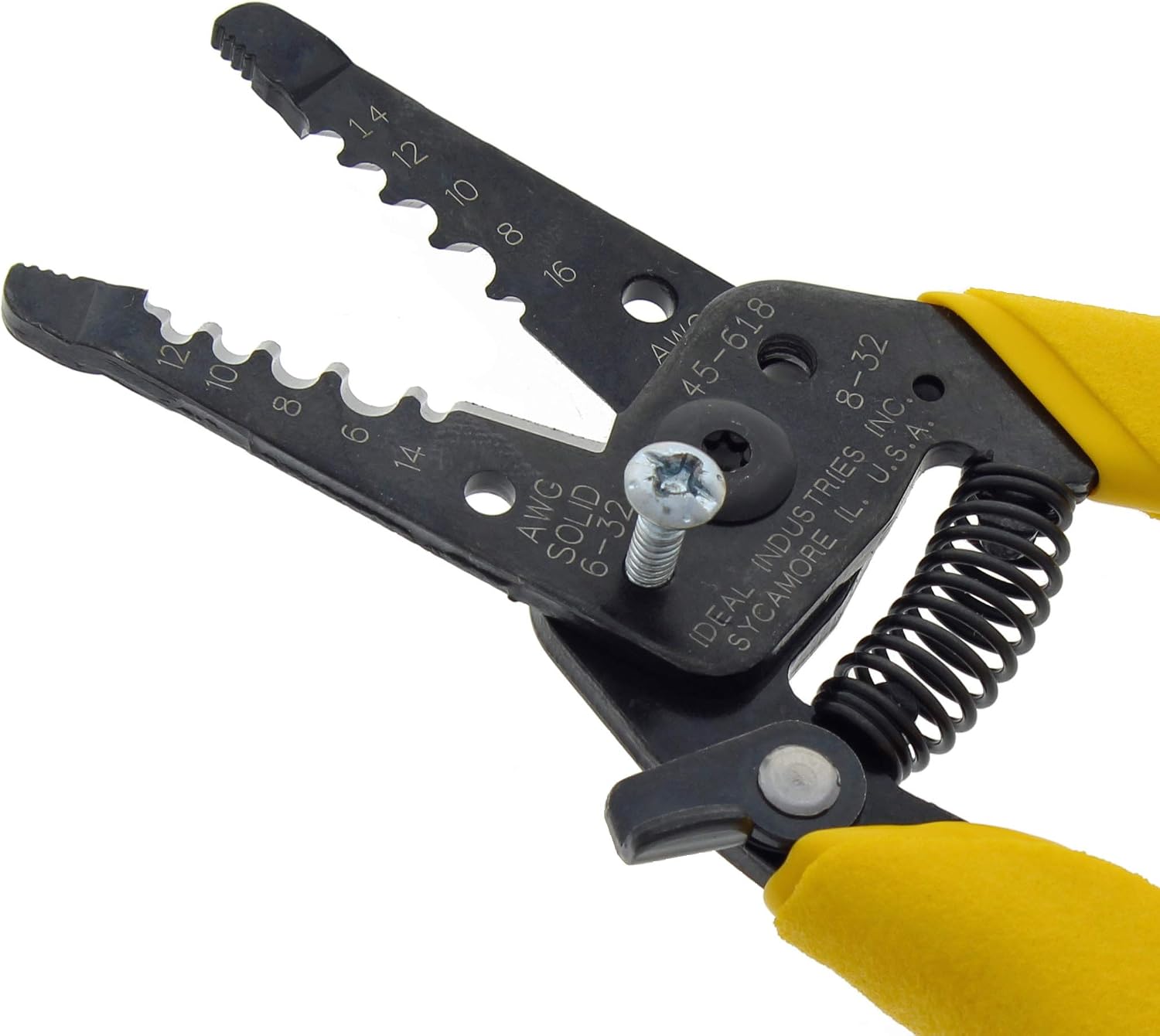 IDEAL Electrical Reflex Super T-Stripper Wire Strippers, 8–16 AWG Solid, 10–18 AWG Stranded, Ergonomic Wire Cutter and Stripping Tool with Textured Sleeves, Locking Handle
