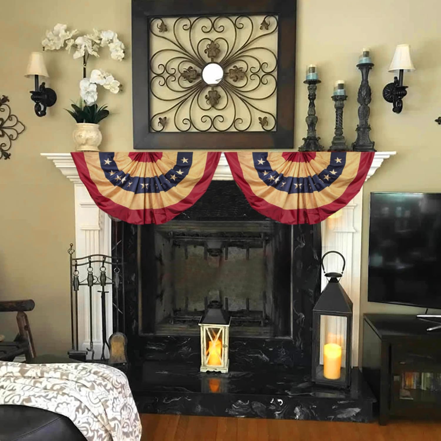 ANLEY Vintage Style US National Pleated Fan Flag