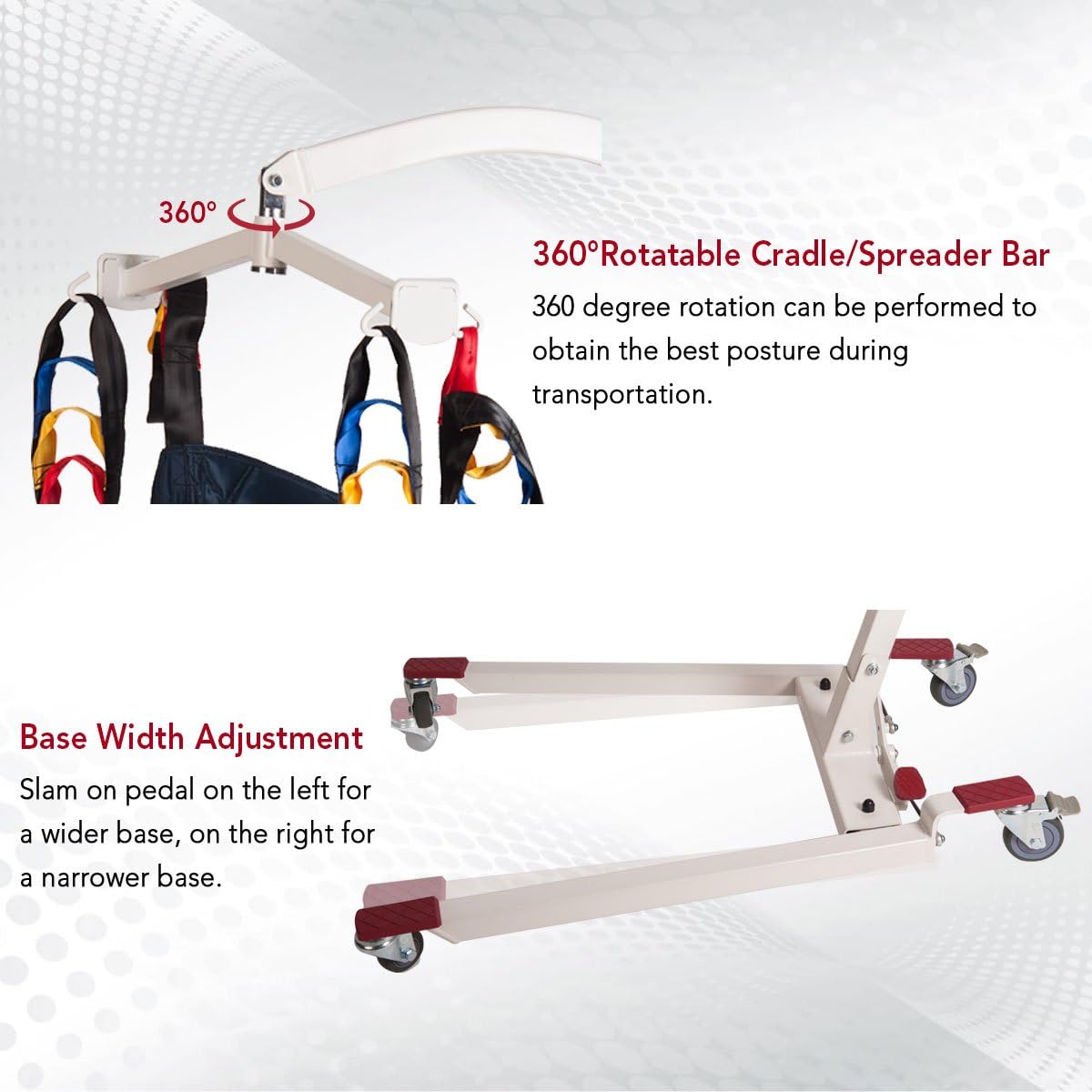 Patient Lift Electric Unfoldable Hydraulic Body Transfer for Home Use Seniors Easy-Assembly, Battery-Powered