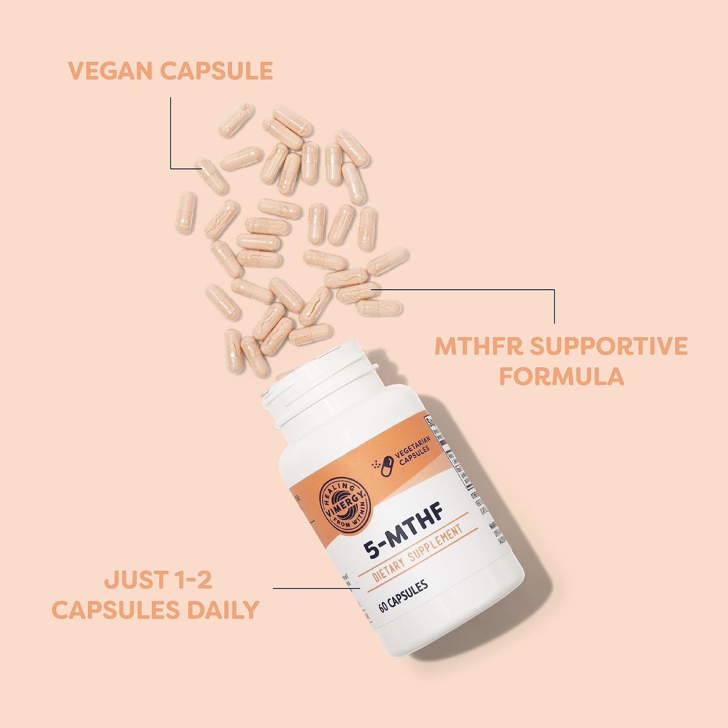 Vimergy 5-MTHF Vegan Capsules for Brain Energy Supplement, 60 Servings