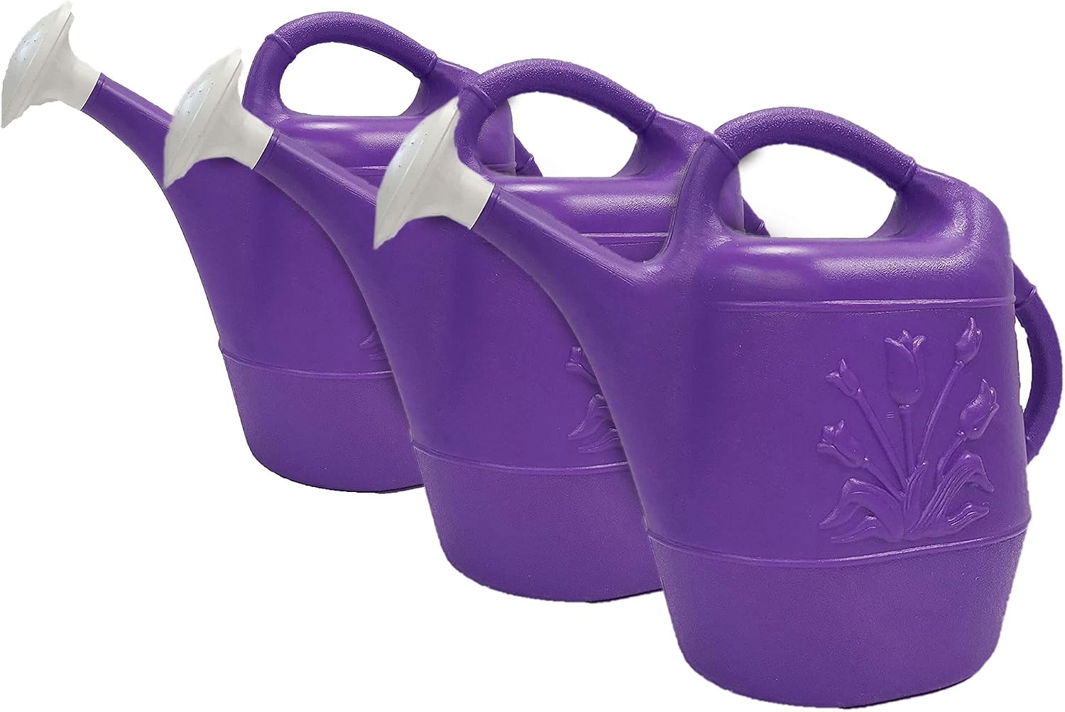 Union Products 63066 2 Gallon Plastic Indoor/Outdoor Watering Can w/Tulip Design for Garden, Potted Plants, & Patio Pots, Caribbean Blue