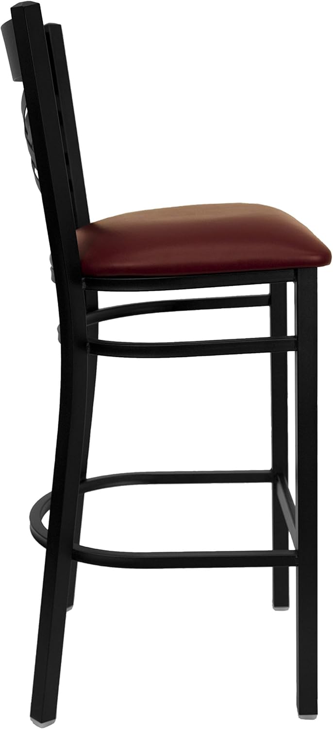Flash Furniture Hercules Metal Restaurant Barstool, Black | X Back Style, Vinyl Upholstery, Durable Construction, Commercial Use