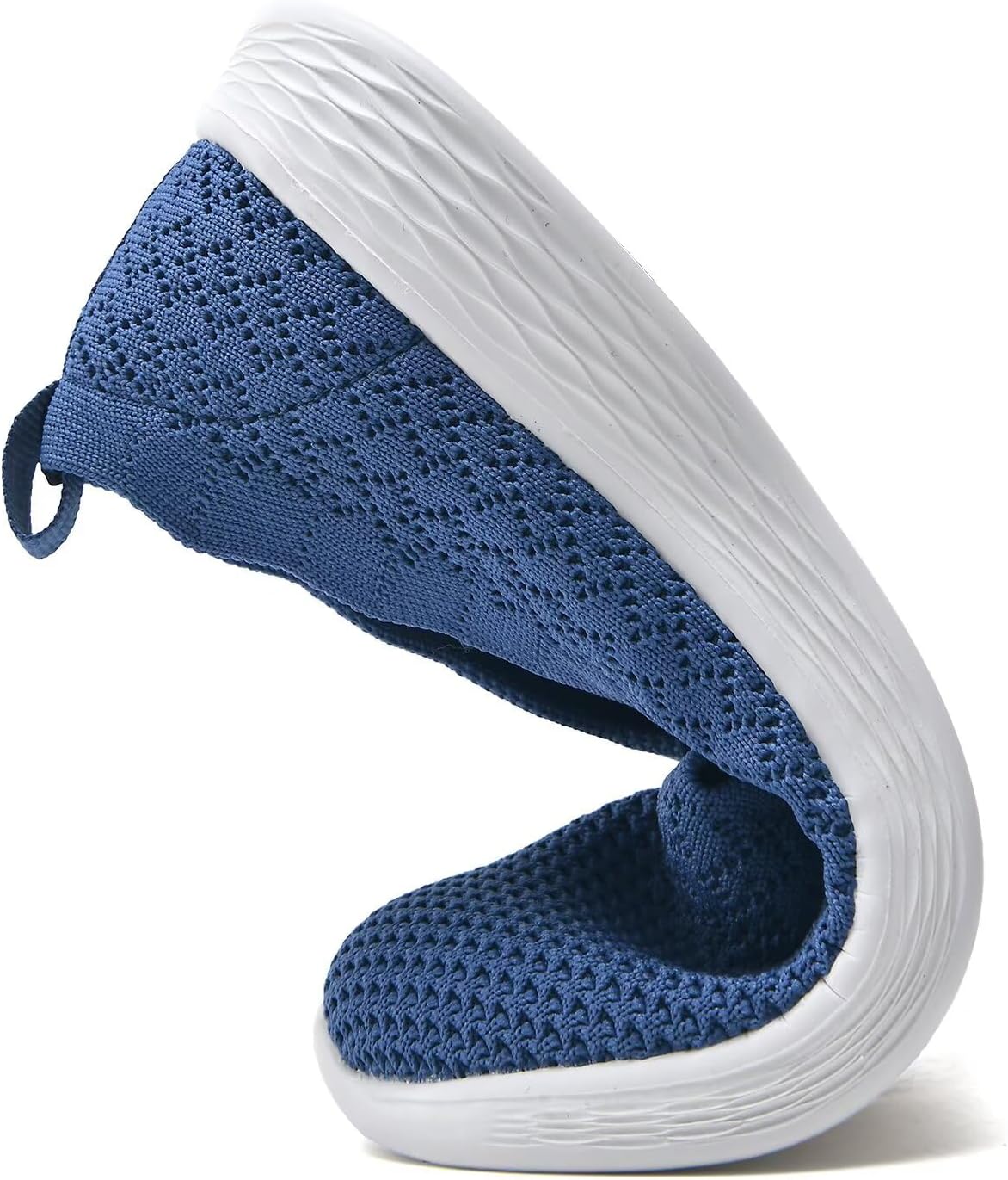 poemlady Women's Walking Shoes Slip On Knit Mesh Loafers Round Toe Flat