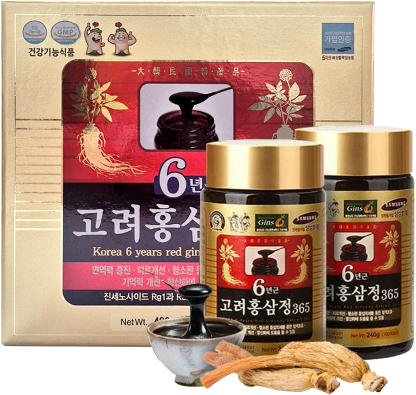HongSamJeong, Korean 6years Root Red Ginseng Gold Extract, Saponin, Panax, 8.5 Ounce (Pack of 2)
