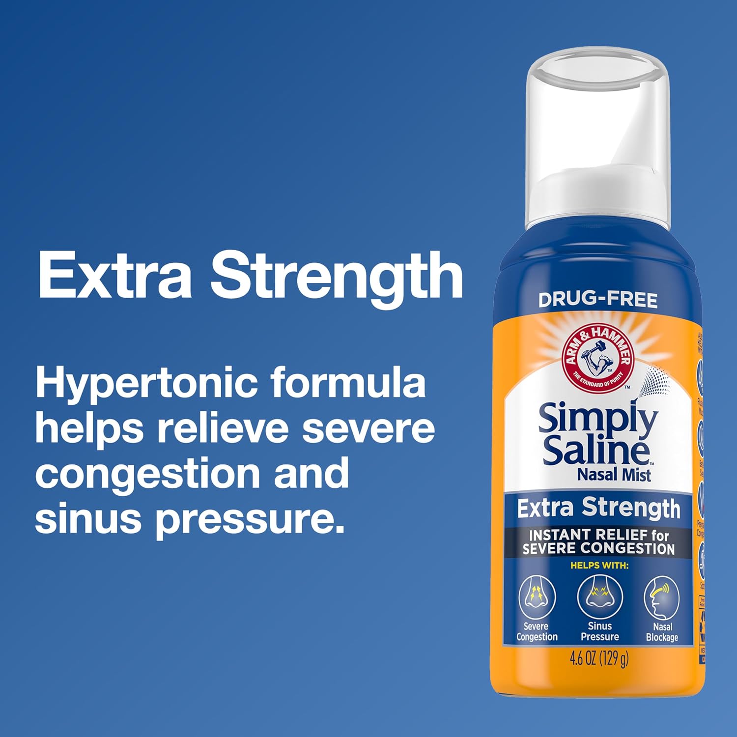 ARM & HAMMER Simply Saline Extra Strength Nasal Mist, 4.6 oz, 3-Pack | Severe Congestion Relief