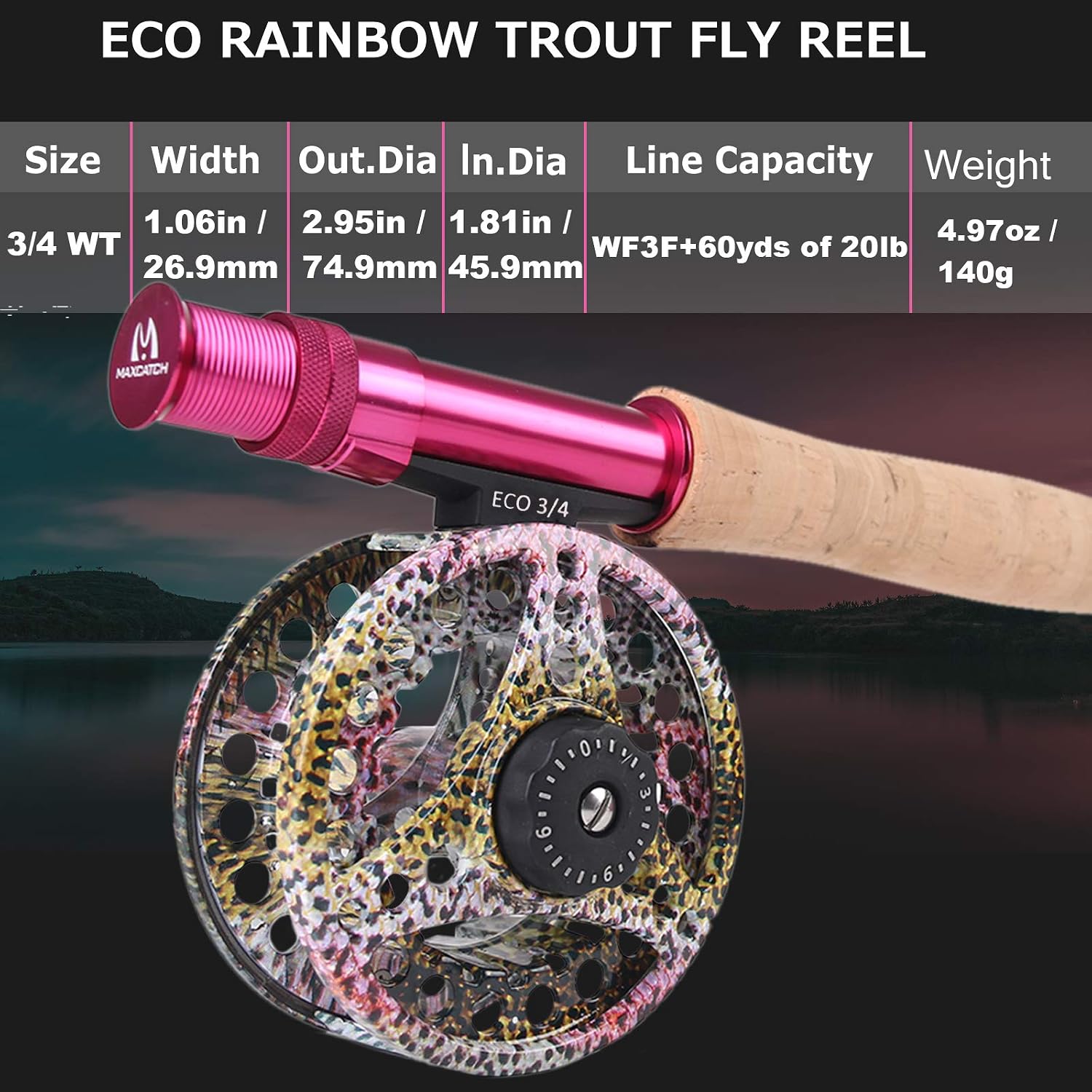 Maxcatch Women's Elegant Pink Fly Fishing Rod: 2/5-weight with Rod Tube