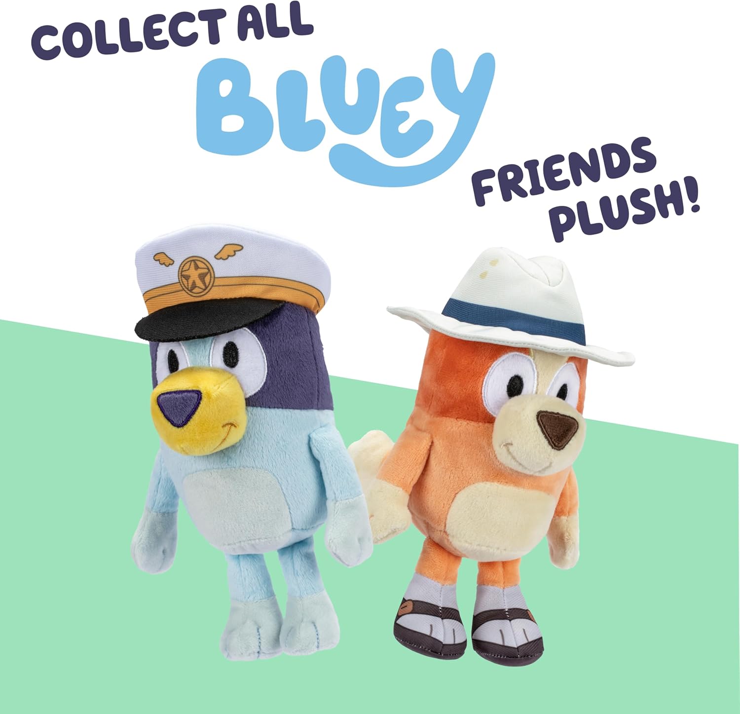 Bingo & Bluey Plush Toys 2-Pack, Soft Deluxe Fabric, Embroidered