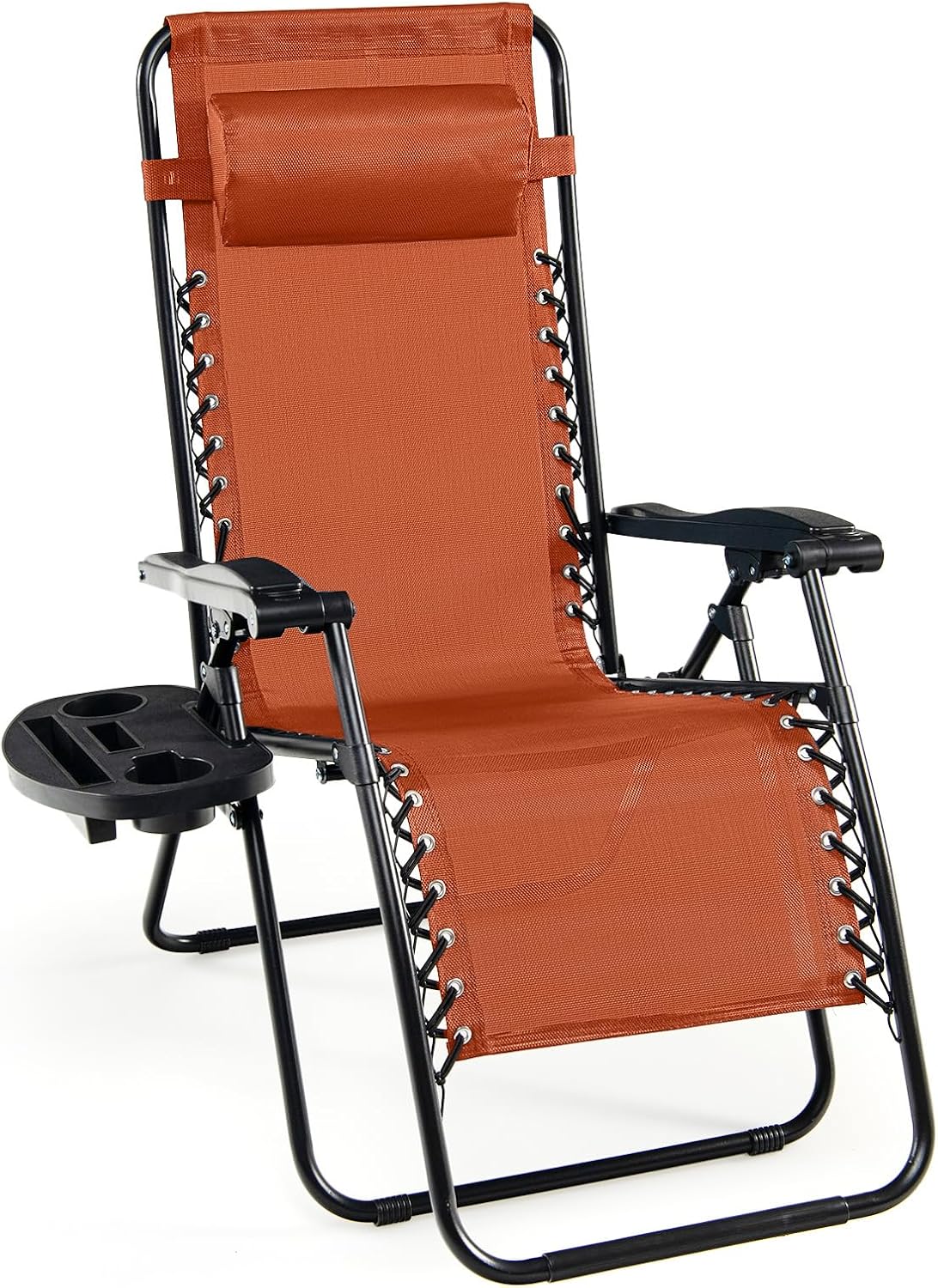 Goplus Zero Gravity Lounge Chairs, 160°Adjustable Folding Recliner w/Pillow and Cup Holder, 350LBS Comfy Outdoor Lounge Chairs for Patio, Lawn, Yard & Camp(1, Gray)