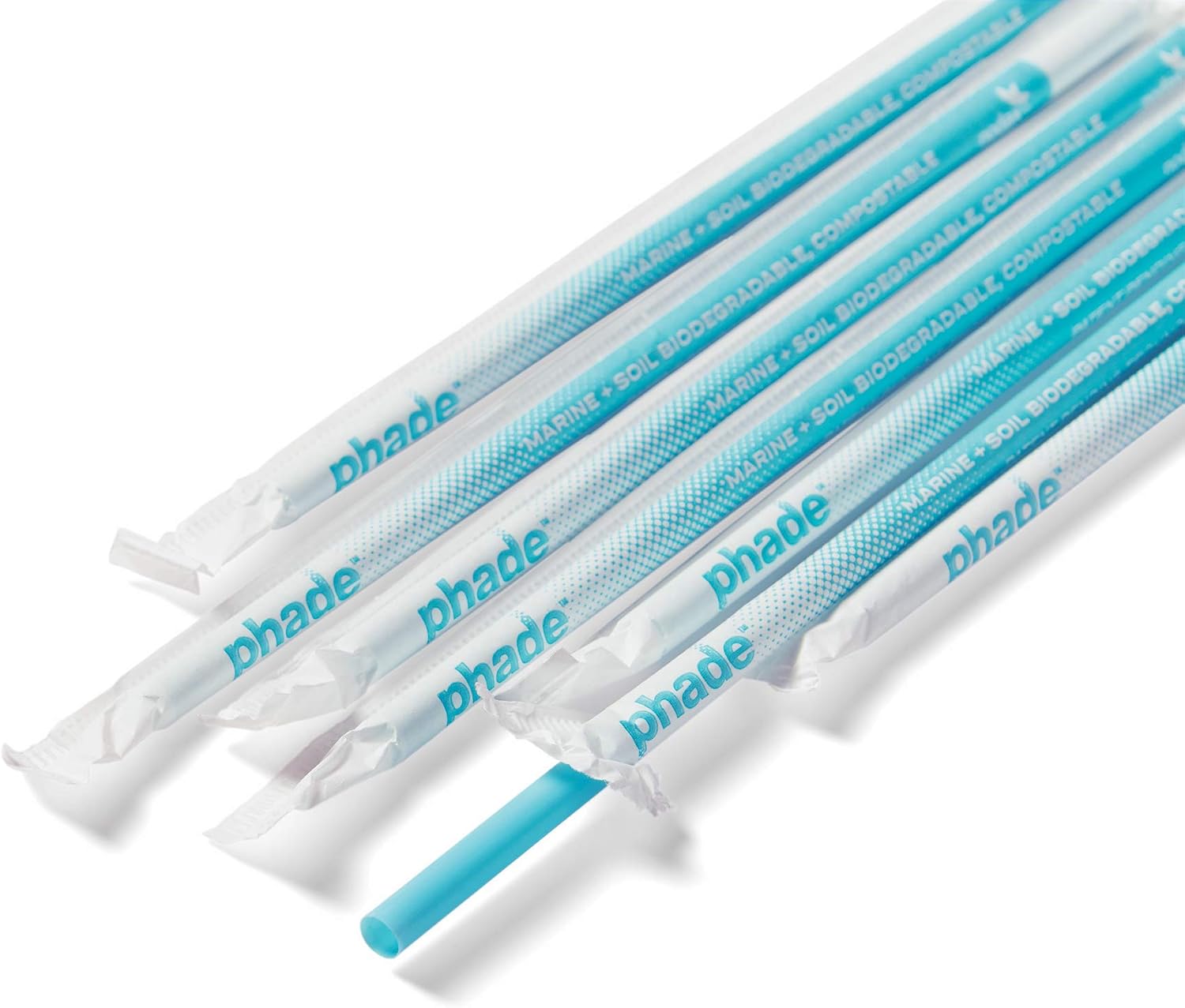 phade Phade 7.75 inch Jumbo Compostable Biodegradable Eco Straws,375 Count,Individually Wrapped,For Cold Drinks Only