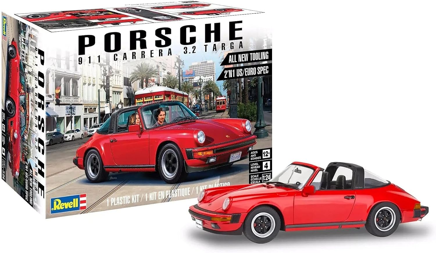 Level 4 Model Kit Porsche 911 Carrera 3.2 Targa 2-in-1 Kit 1/24 Scale Model by Revell
