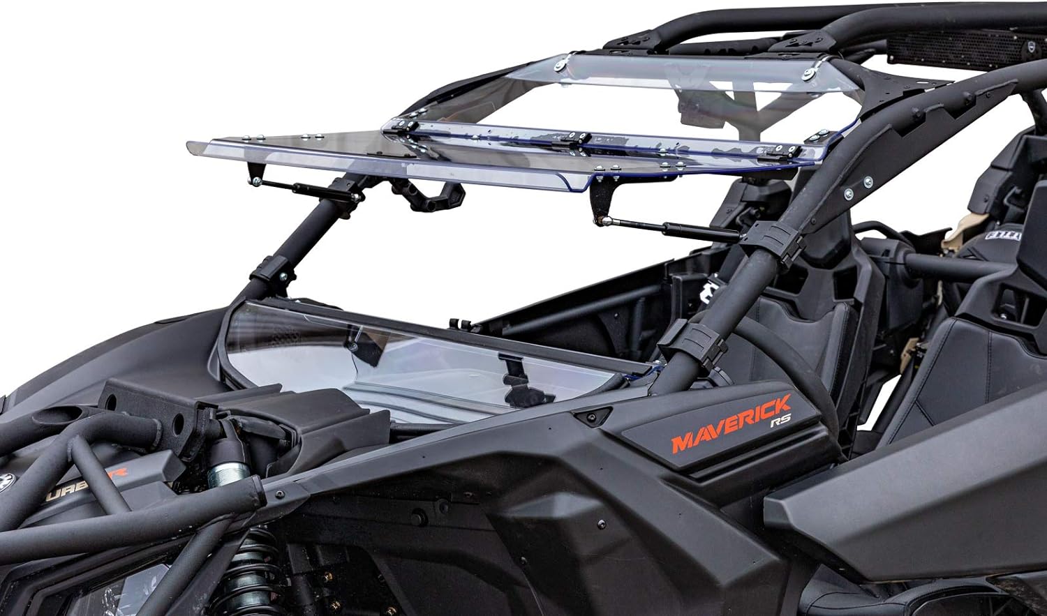 SuperATV Flip Windshield for Can Am Maverick X3 | 2017+ | 1/4" Polycarbonate Scratch-Resistant Windshield, Maverick X3 Models (See Fitment), Clear, USA Made