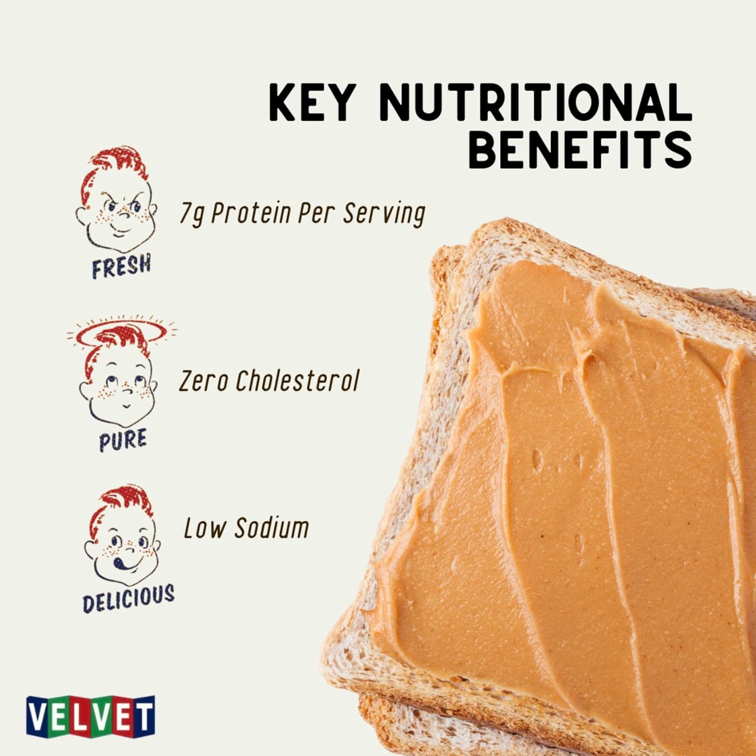 Velvet Peanut Butter, Creamy – Detroit’s Classic Since 1937, Smooth & Nostalgic Spread with “Fresh, Pure, Delicious” Label, Made in the USA, Gluten-Free, Perfect for Sandwiches, Baking & Snacking (18 Ounce Jar)