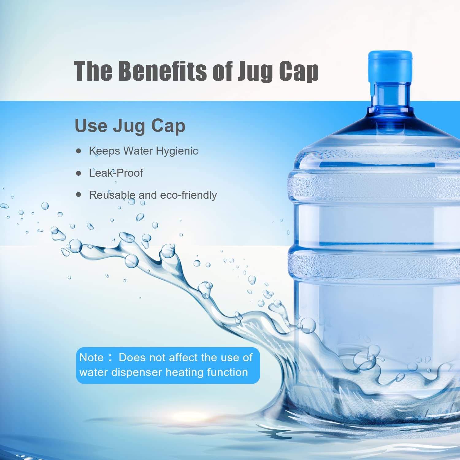 3 & 5 Gallon Water Jug Cap Replacement Non Spill Bottle Caps Pack of 20 | Anti Splash Peel, 5 gallon water bottles caps