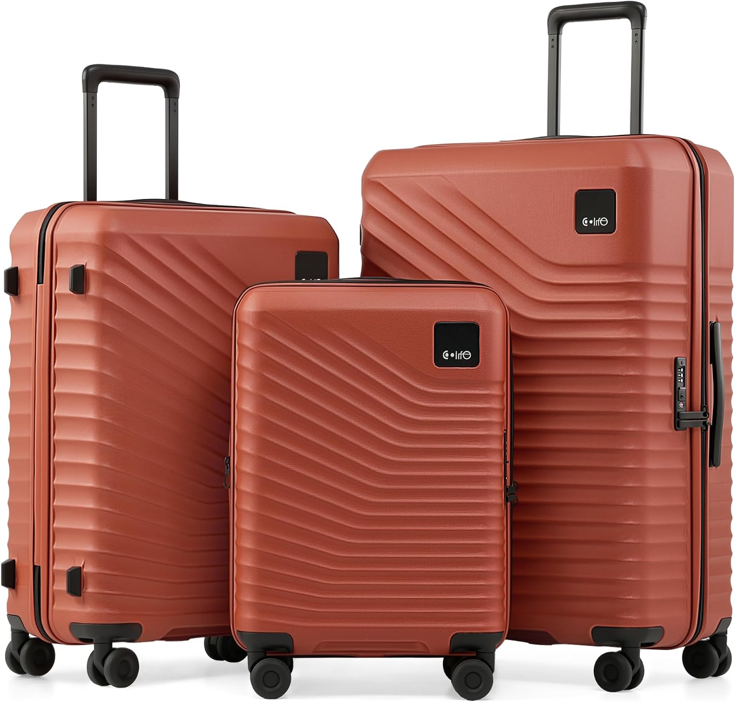 Coolife Luggage Carry-On, Lightweight PC Hardside Suitcase, 20-Inch, Black | Expandable Carry-On, Dual Spinner Wheels, TSA-Approved Lock, Upgraded PC Hardshell, Durable Travel Suitcase