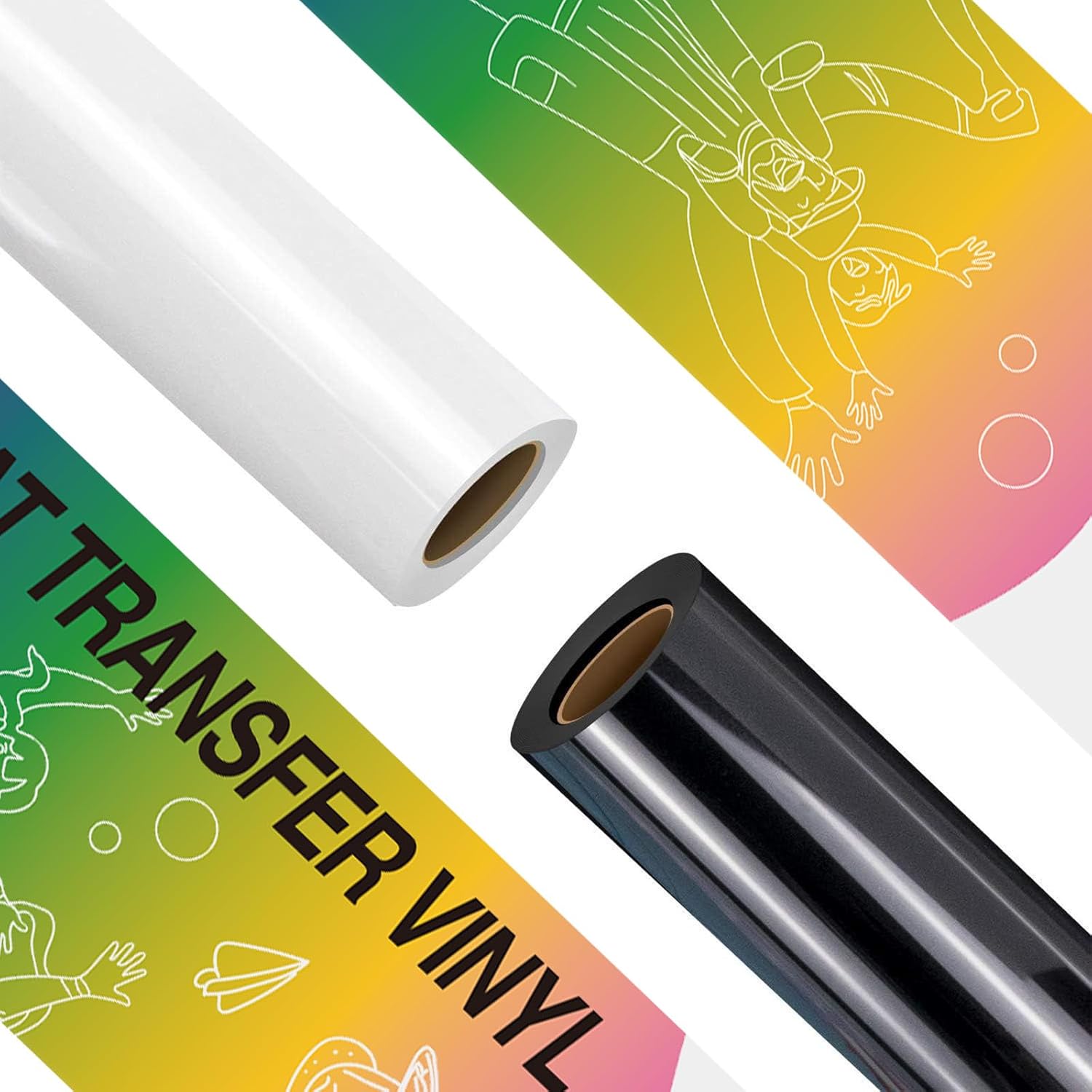 HTVRONT HTV Roll Heat Transfer Vinyl - 12" x 8ft Black HTV Vinyl for Shirts