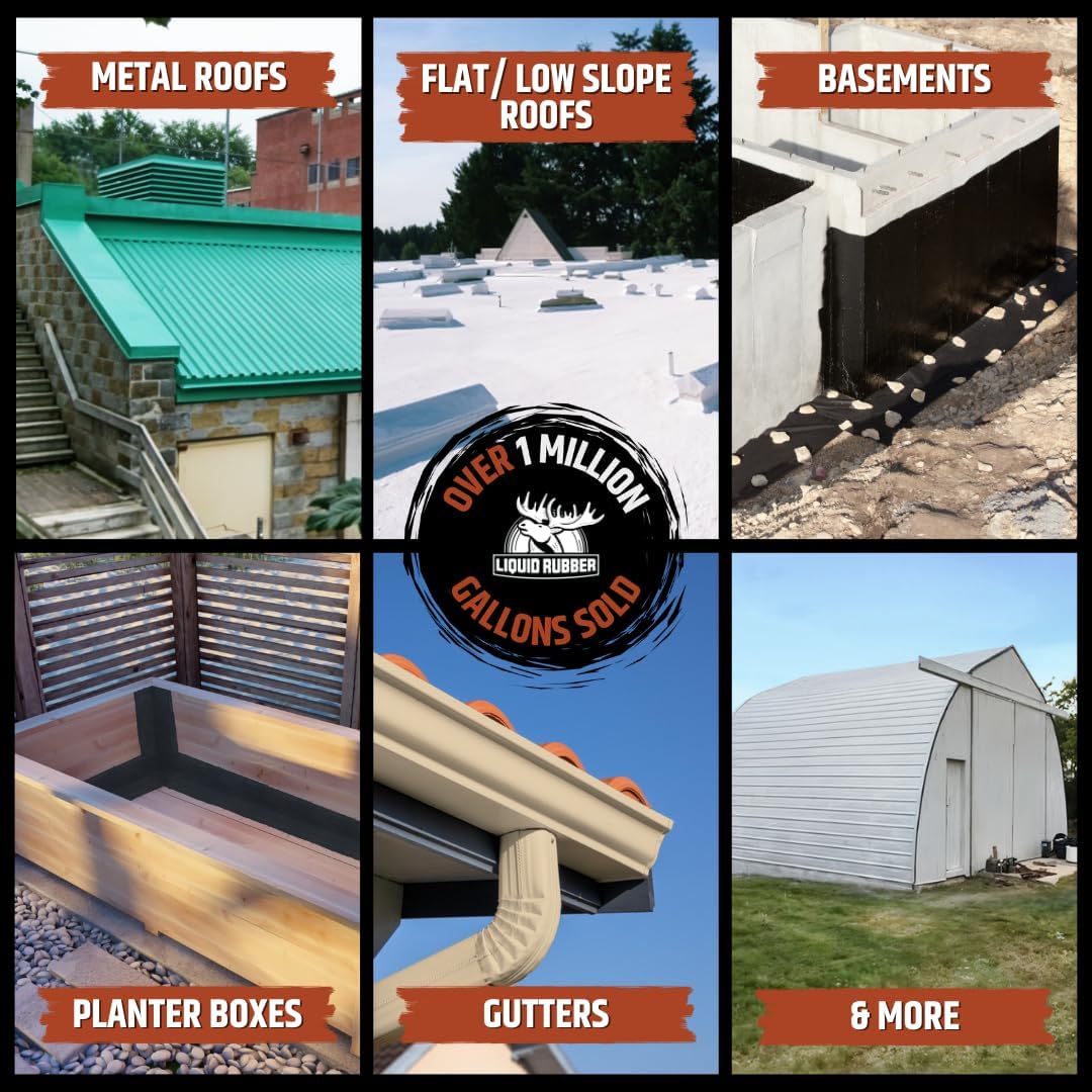 Liquid Rubber Color Roof Sealant - Flat & Metal, White, 1 Gallon | Elastomeric Roof Coating - Waterproof, UV-Stable & Flexible - Compatible with Low-Slope Roofs, Resists Cracking & Chipping