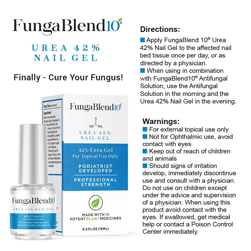FungaBlend 10 - Urea 42% Nail Gel to Cure Fungus Faster - Delivers Antifungal Medication Directly to Fungus - Quick Results Topical Solution for Toe
