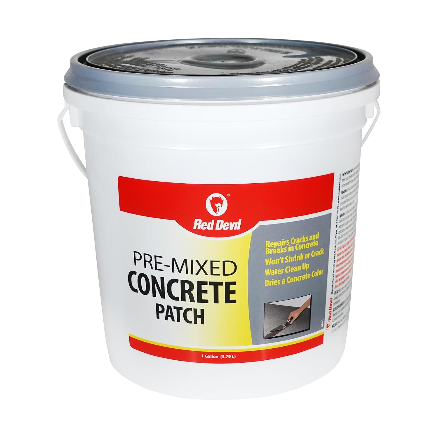 Red Devil 0645 Concrete Repair Patch, Cement Crack Filler, 5.5 Oz Squeeze Tube, Pre-Mixed, Pack of 1, Gray, Made in USA