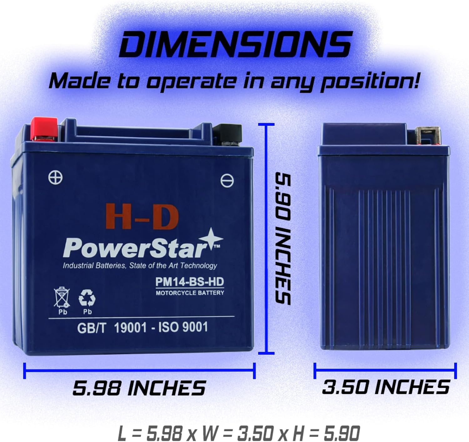 PowerStar YTX14-BS UTV Battery Replacement for Honda Pioneer 1000, Pioneer 700, MUV700, Pioneer 500