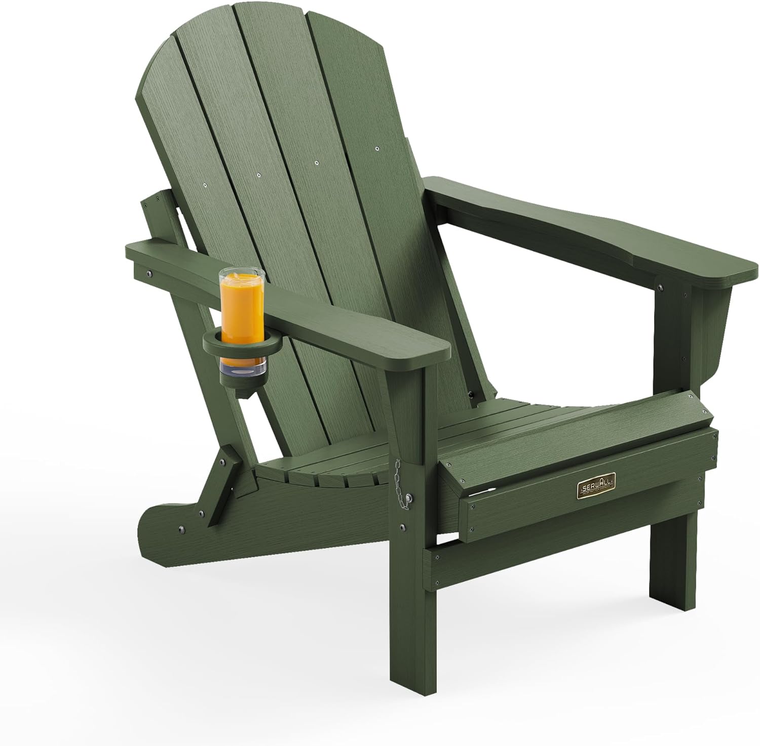 SERWALL Folding Adirondack Chairs with Cup Holder, Outdoor Fire Pit - Blue
