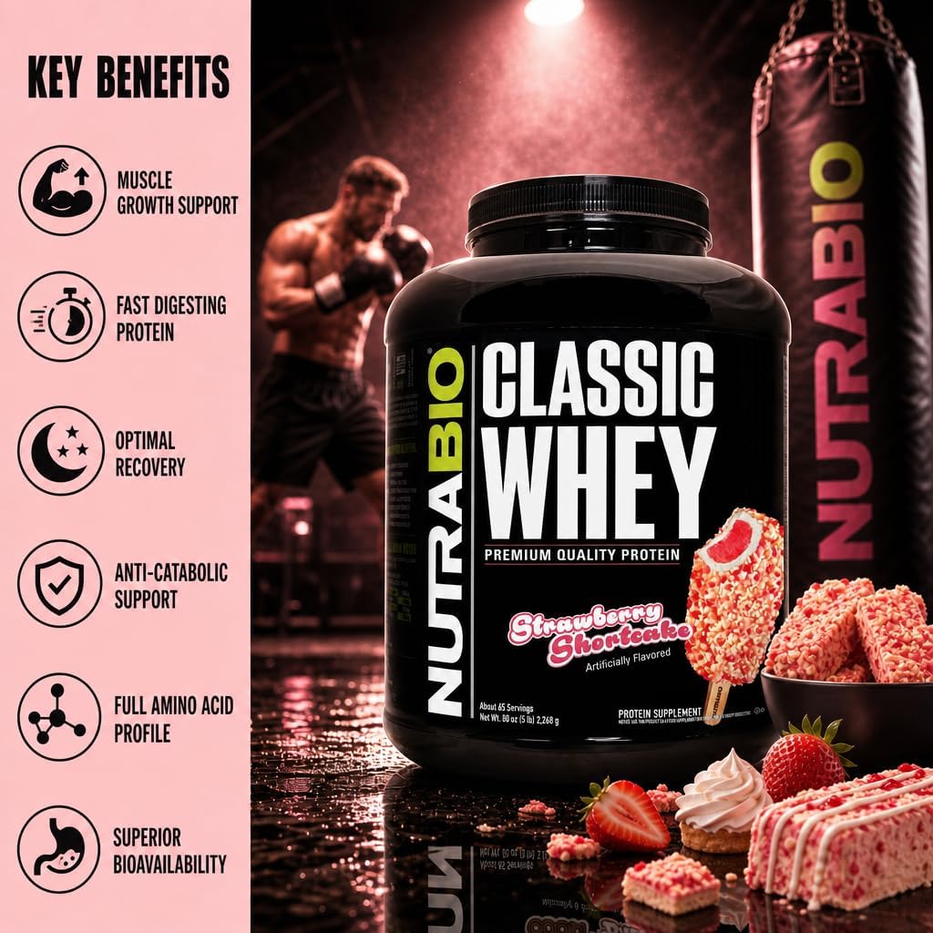 NutraBio Classic Whey Protein Powder- 25G of Protein Per Scoop - No Fillers, Artificial Colors, Preservatives - Chocolate Milkshake, 2 Pounds