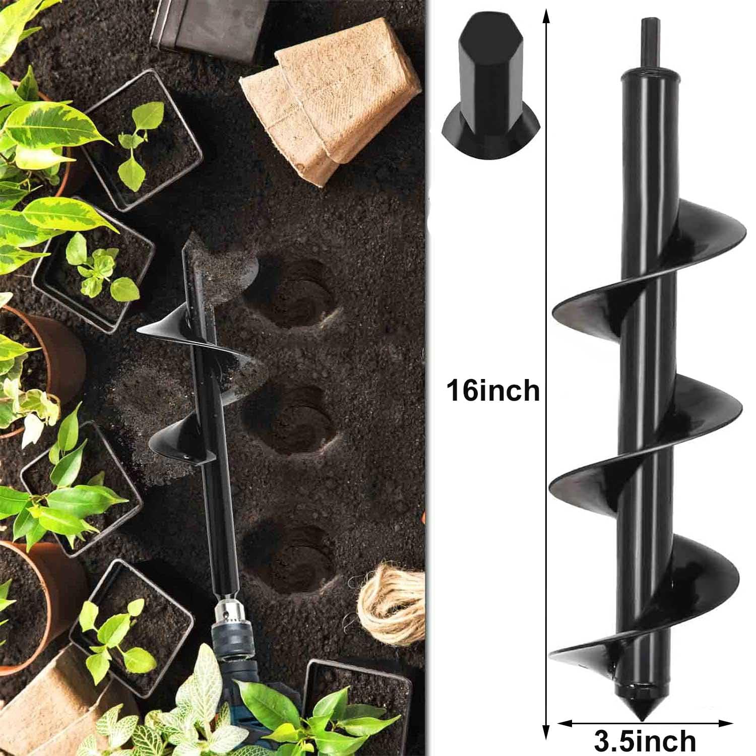 TCBWFY Auger Drill Bit for Planting 1.6x16.5inch Extended Length Garden Auger Spiral Drill Bit for Planting Bulbs Flowers,Post Hole Digger for 3/8”Hex Drill
