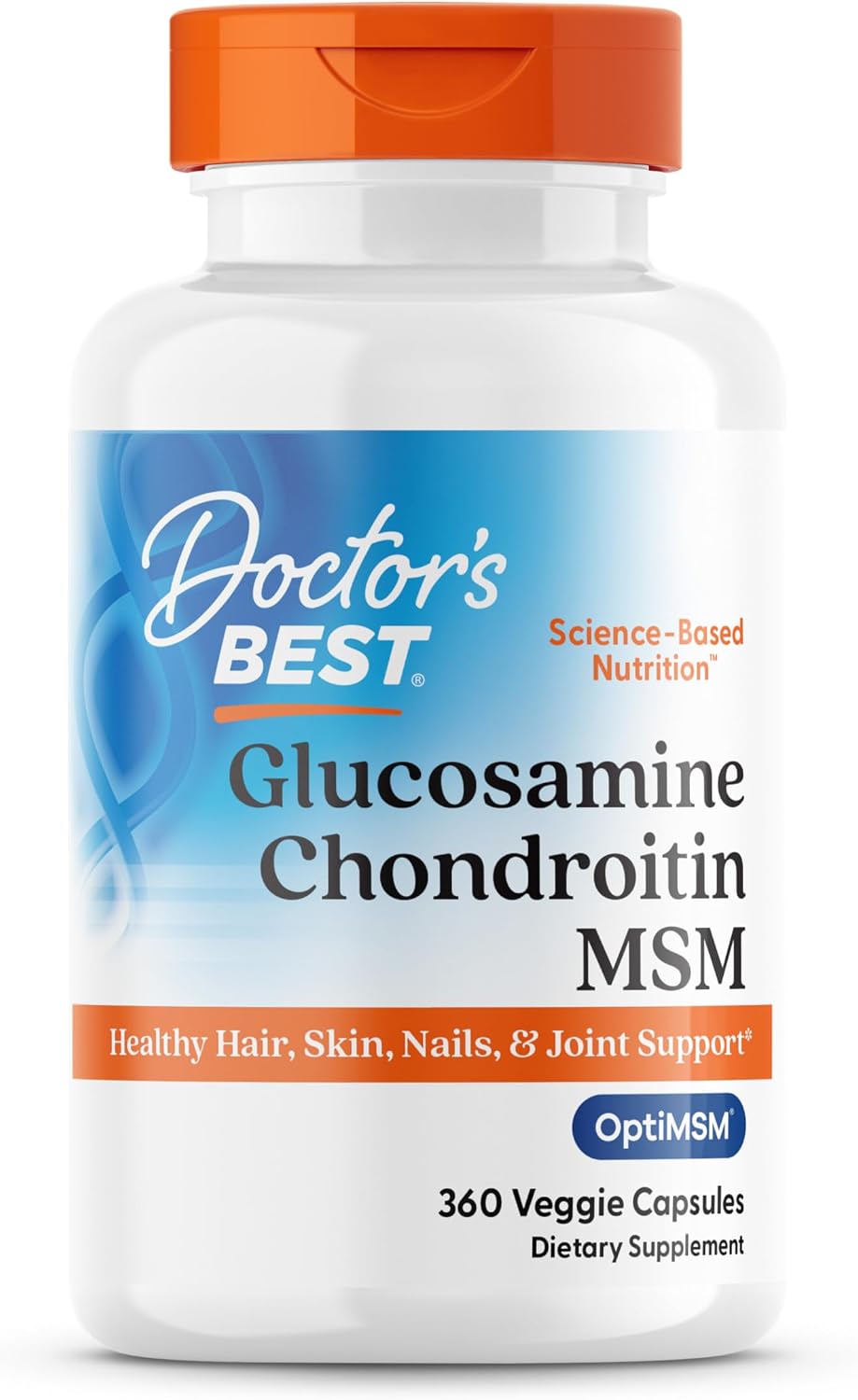 Doctor's BEST Glucosamine Chondroitin MSM - Joint Health Support Supplement for Women & Men, Nutritional Support for Joint Strength, Hair, Skin, & Nails, Gluten Free, Non GMO - 240 Capsules