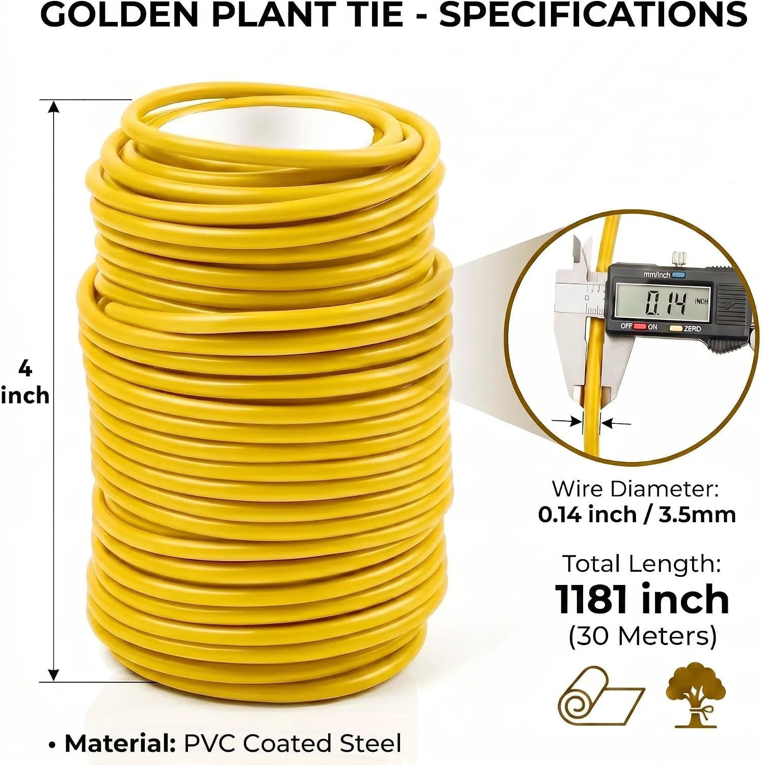 Decoroca Soft Plant Ties for Support - 65.6' Reusable Waterproof Plant Wire, 3.5mm Garden Twist