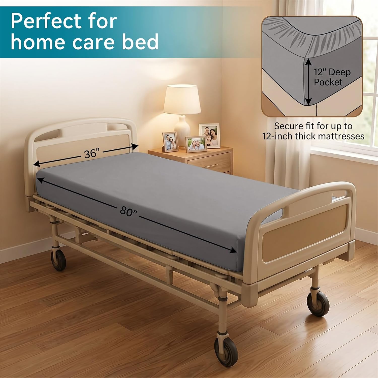 VACVELT 4 Pack Hospital Bed Fitted Sheet, 36x80 12-Inch Pocket, Pink | Premium Microfiber Fabric, 360-Degree Elastic, Skin-Friendly, Wrinkle Resistant, Machine Washable, For Home Hospital Beds