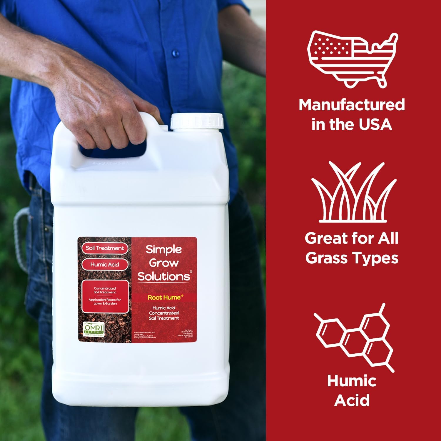 Raw Organic Soil Conditioner- Root Hume- Simple Grow Solutions- Natural Plant & Lawn Treatment- Nutrient Food Enhancer- Concentrated Liquid Humic - Grass, Tomatoes, Citrus, Flowers, Vegetables