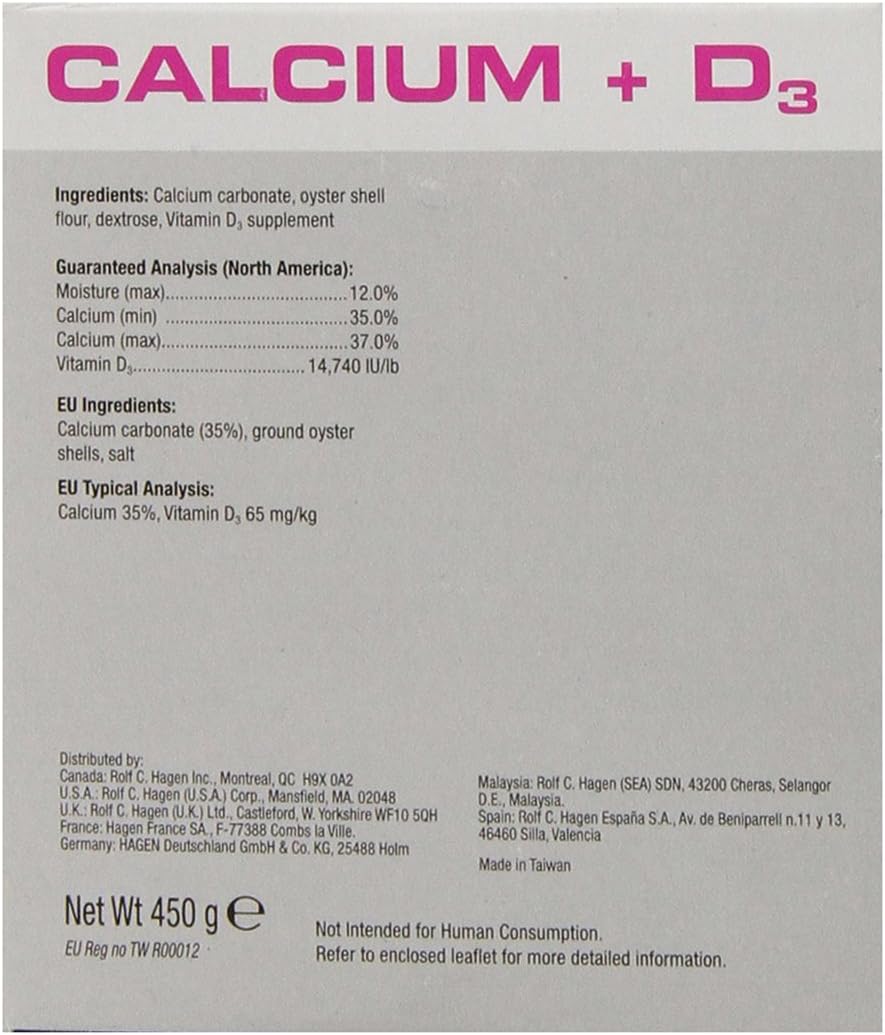Exo Terra Calcium + D3 Powder, Ultra-fine, 3.2 oz. | Phosphorus Free Formula Boosts Bone Health & Calcium Absorption, Ideal for Insects, Fruits & Veggies