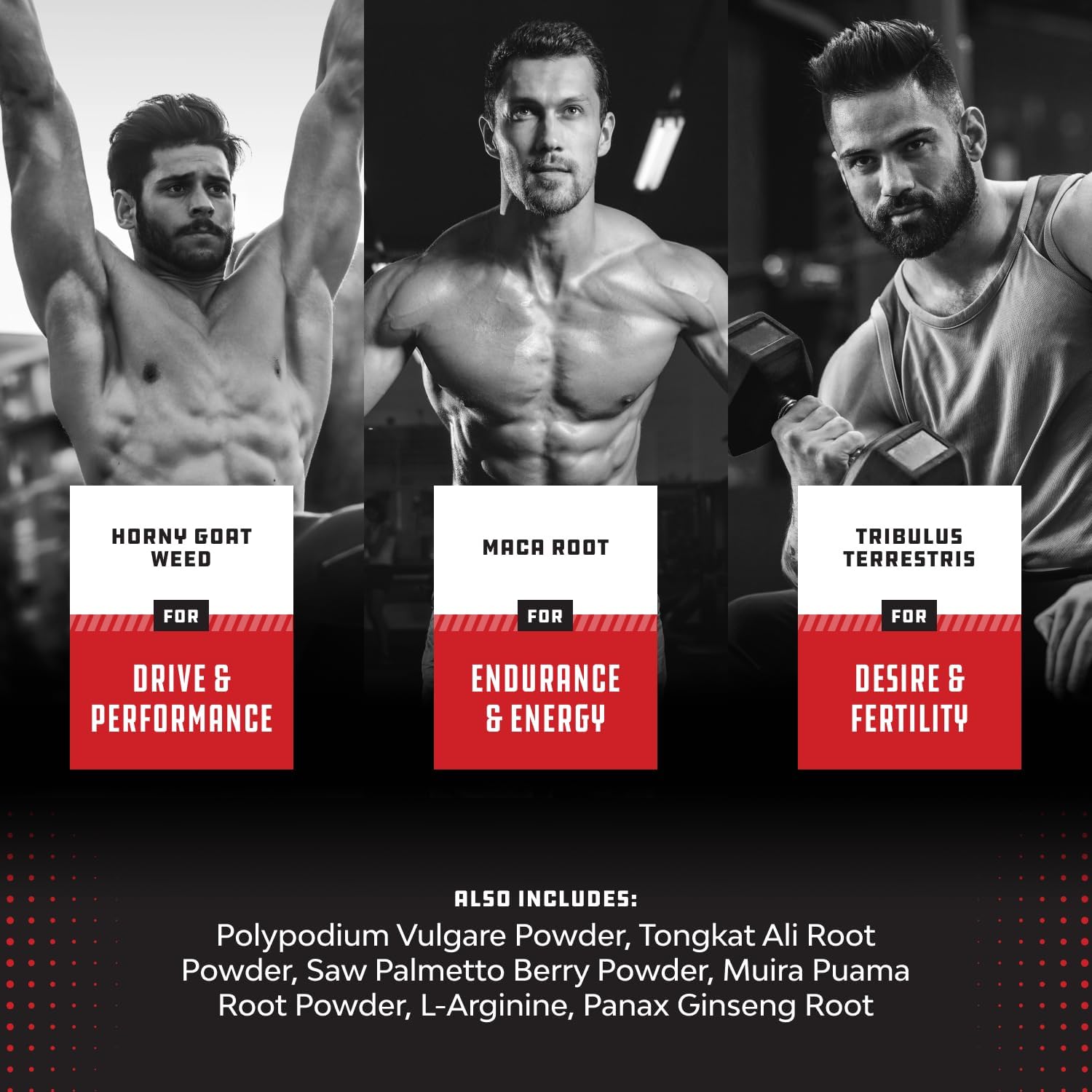 Testosterone Booster for Men with Horny Goat Weed & Maca - 60 Count