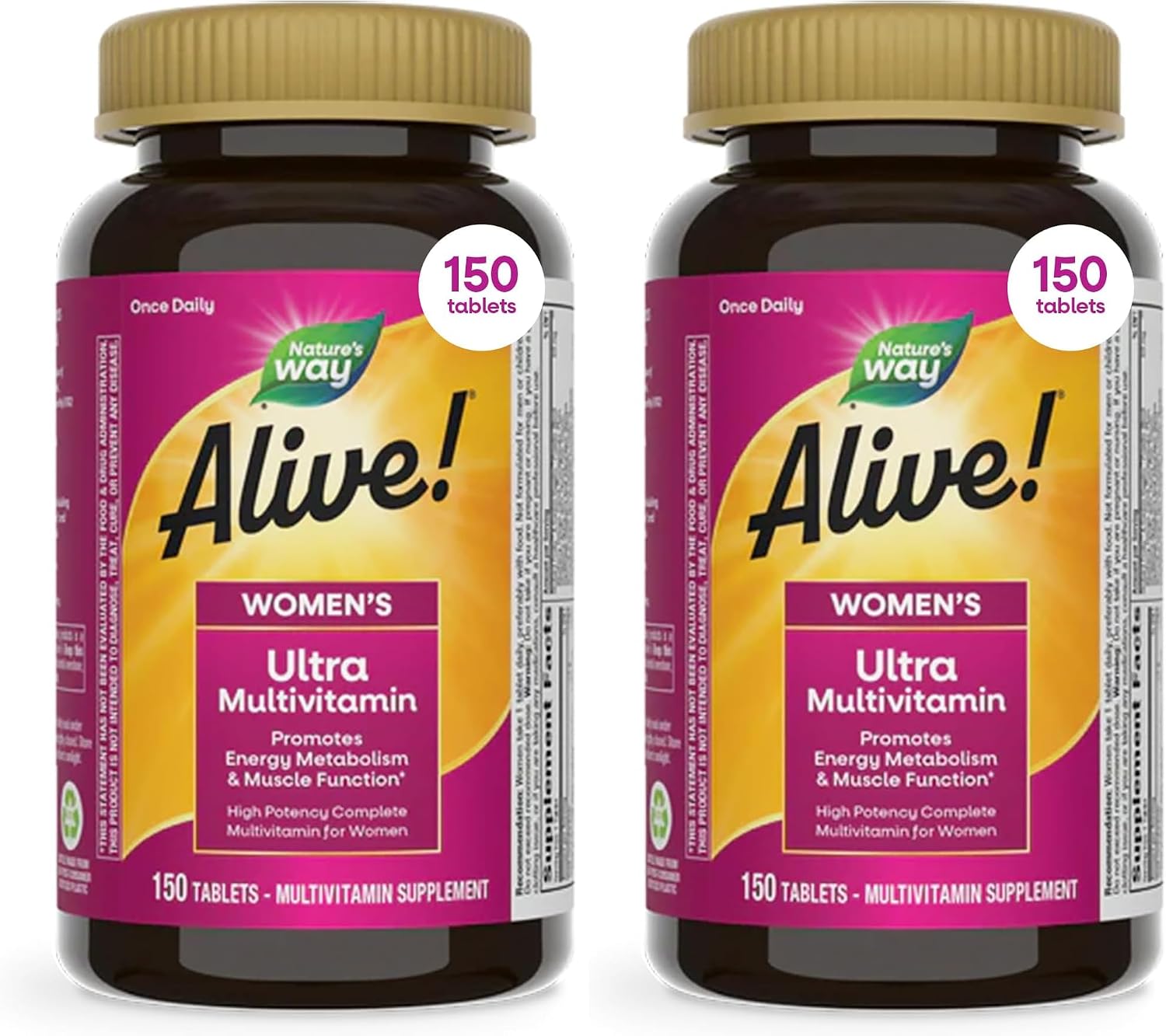 Nature's Way Alive! Women's Ultra Multivitamin, High Potency, 60 ct | Complete Daily Women's Vitamins, Promotes Energy Metabolism and Muscle Function*, Vitamin A, C, D, Methylated B12