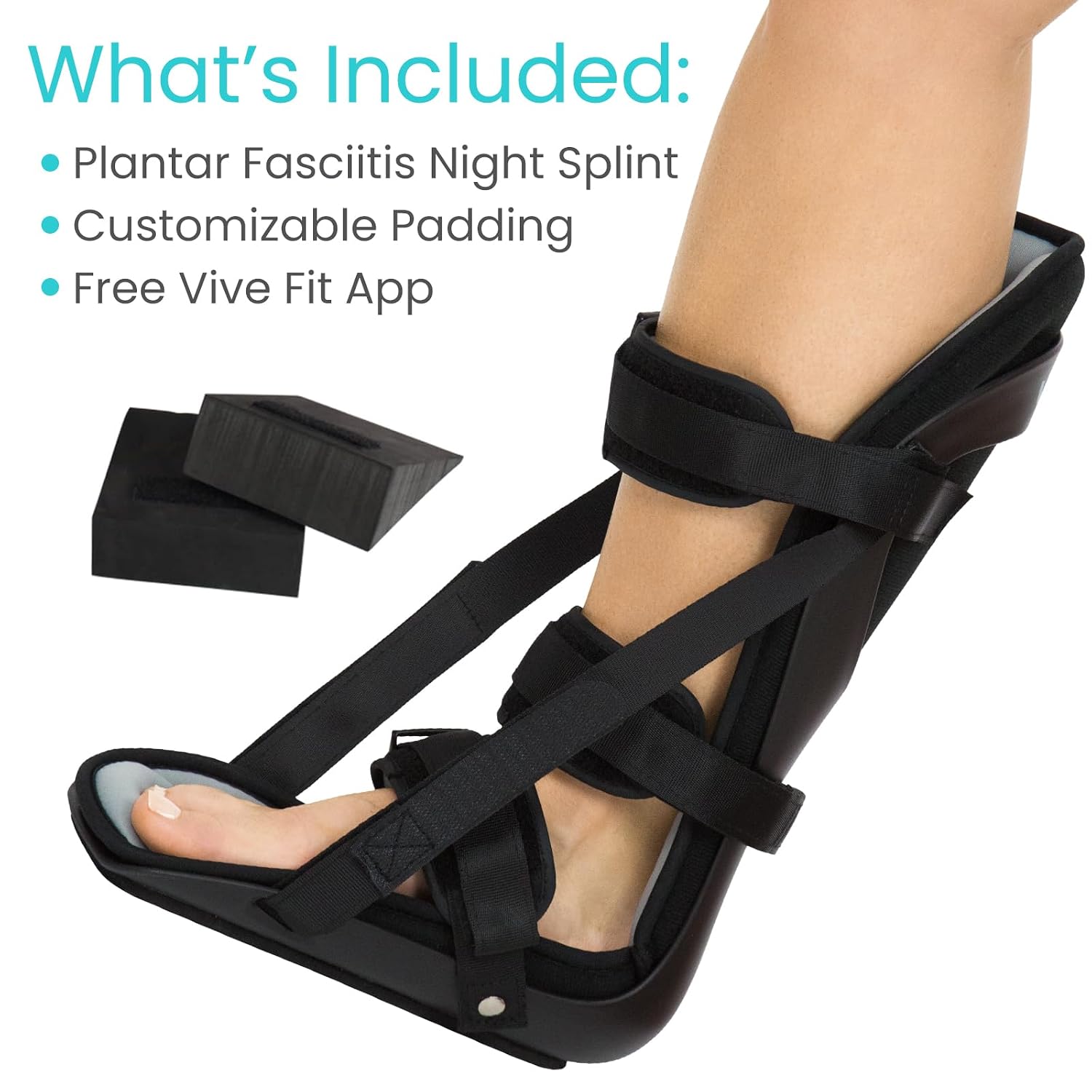 Vive Plantar Fasciitis Night Splint for Men & Women - Stabilizer Brace | Relieves Inflammation - Foot Support Boot Features Adjustable Hook and Loop Straps for Achilles Pain Relief