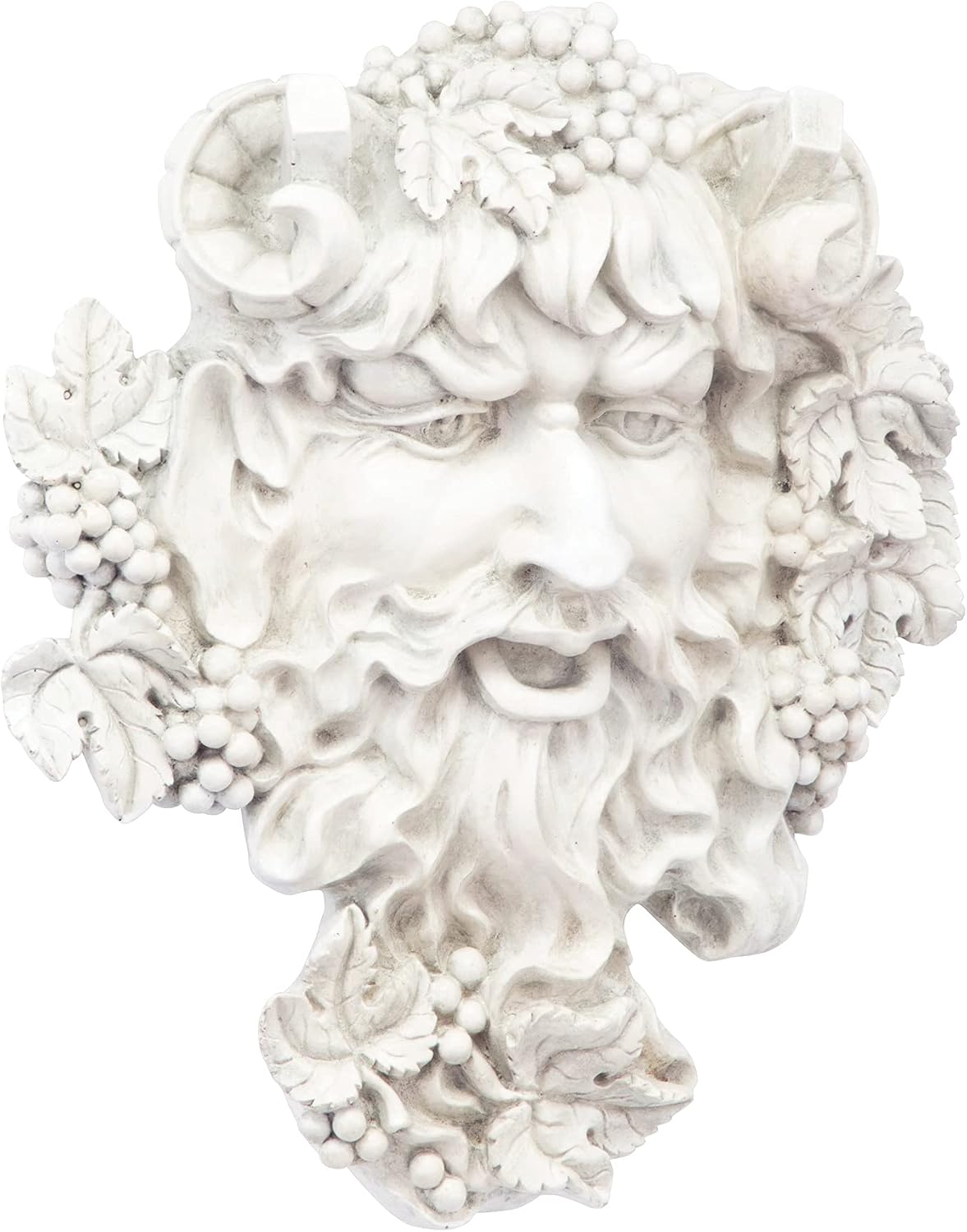 Design Toscano Bacchus, Grape Harvest Wine Greek Greenman Face Wall Sculpture, Medium, 12 inches tall, Cast Stone Resin, Antique Stone Finish