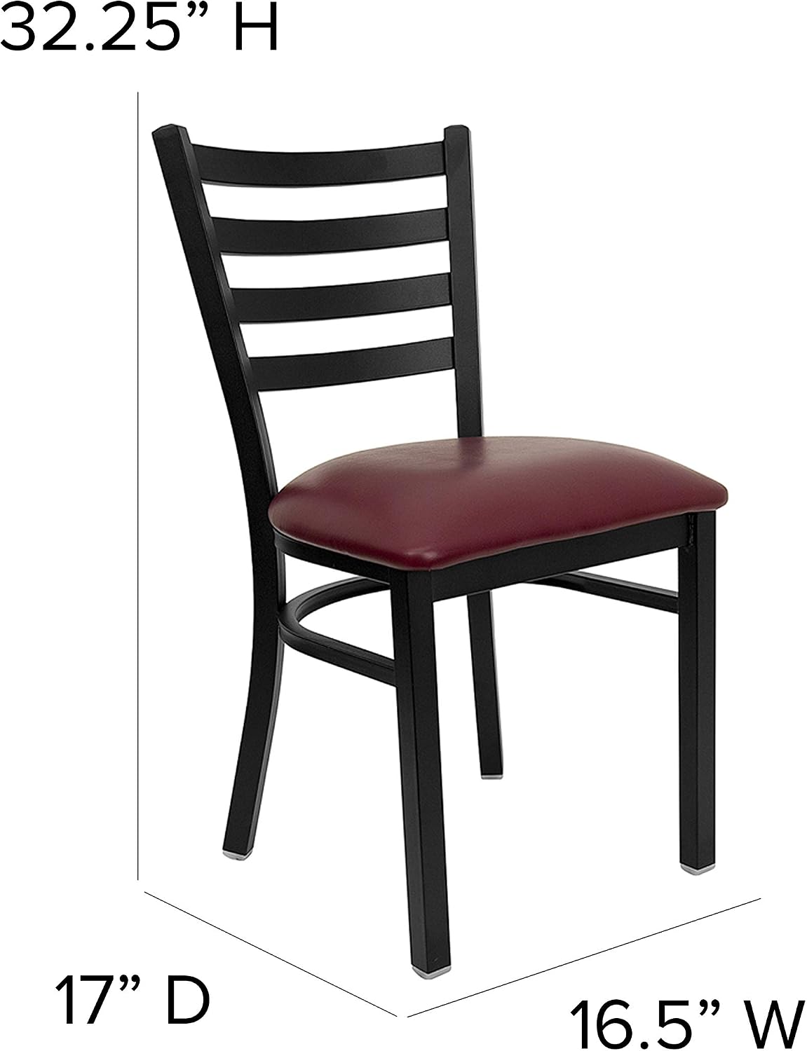 Flash Furniture Hercules Series Commercial Ladder Back Restaurant Chairs, Modern Lightweight Metal Dining Chairs with Padded Seats, Set of 2, Black